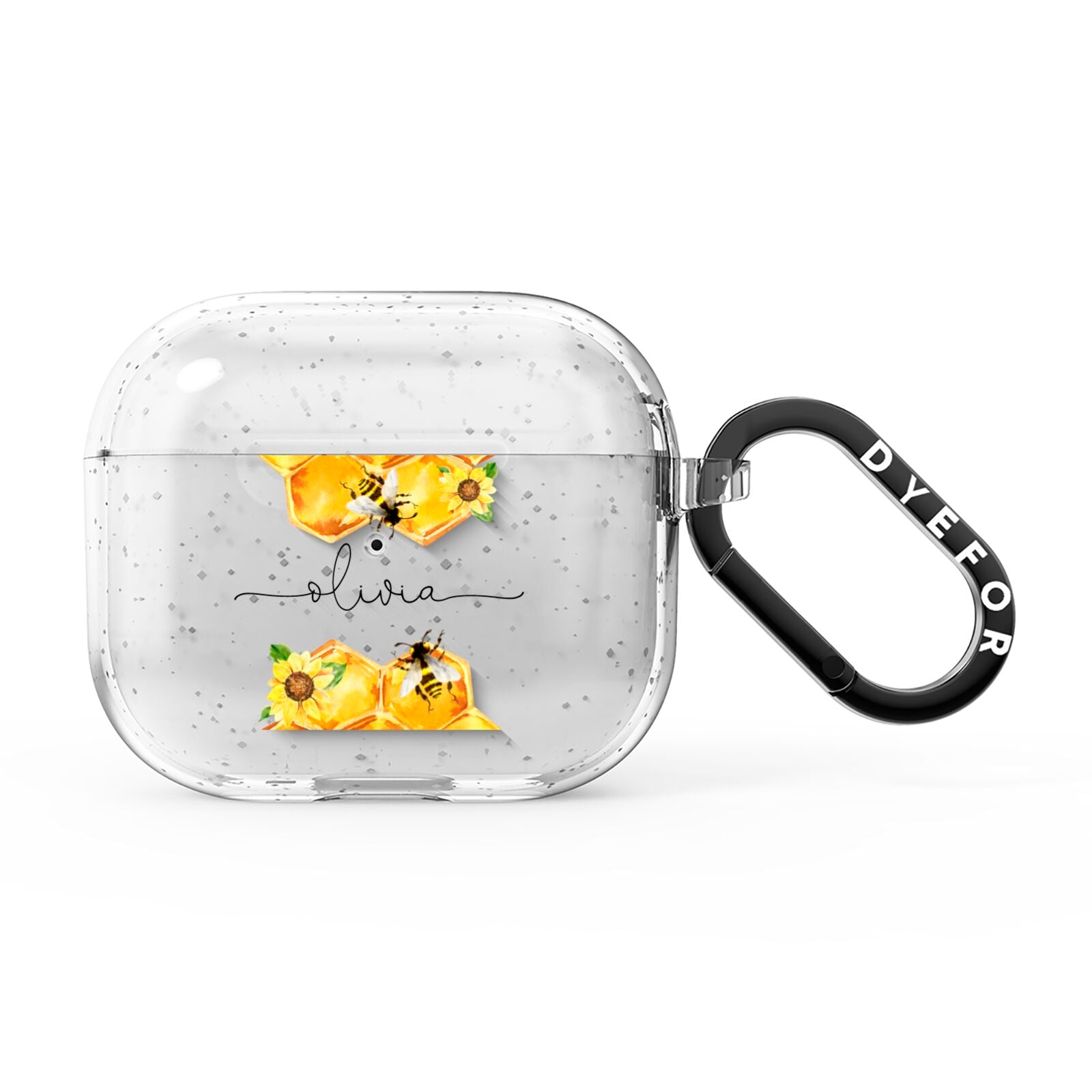 Bees Honeycomb Personalised Name AirPods Glitter Case 3rd Gen