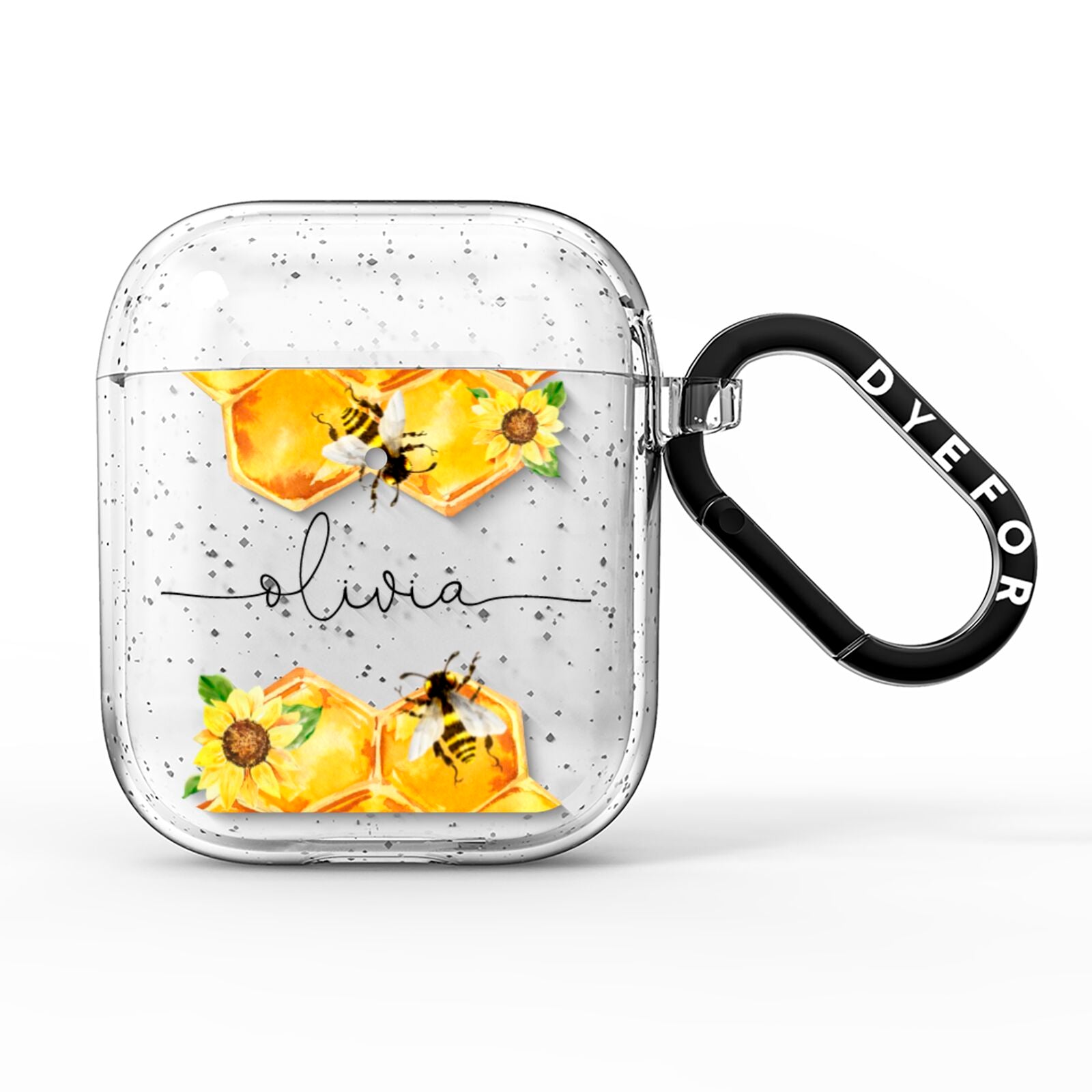 Bees Honeycomb Personalised Name AirPods Glitter Case