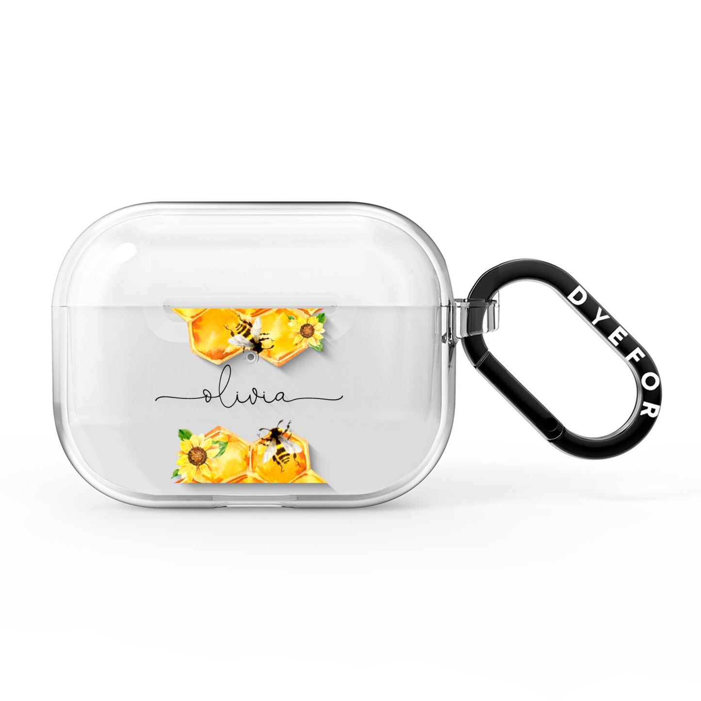 Bees Honeycomb Personalised Name AirPods Pro Clear Case