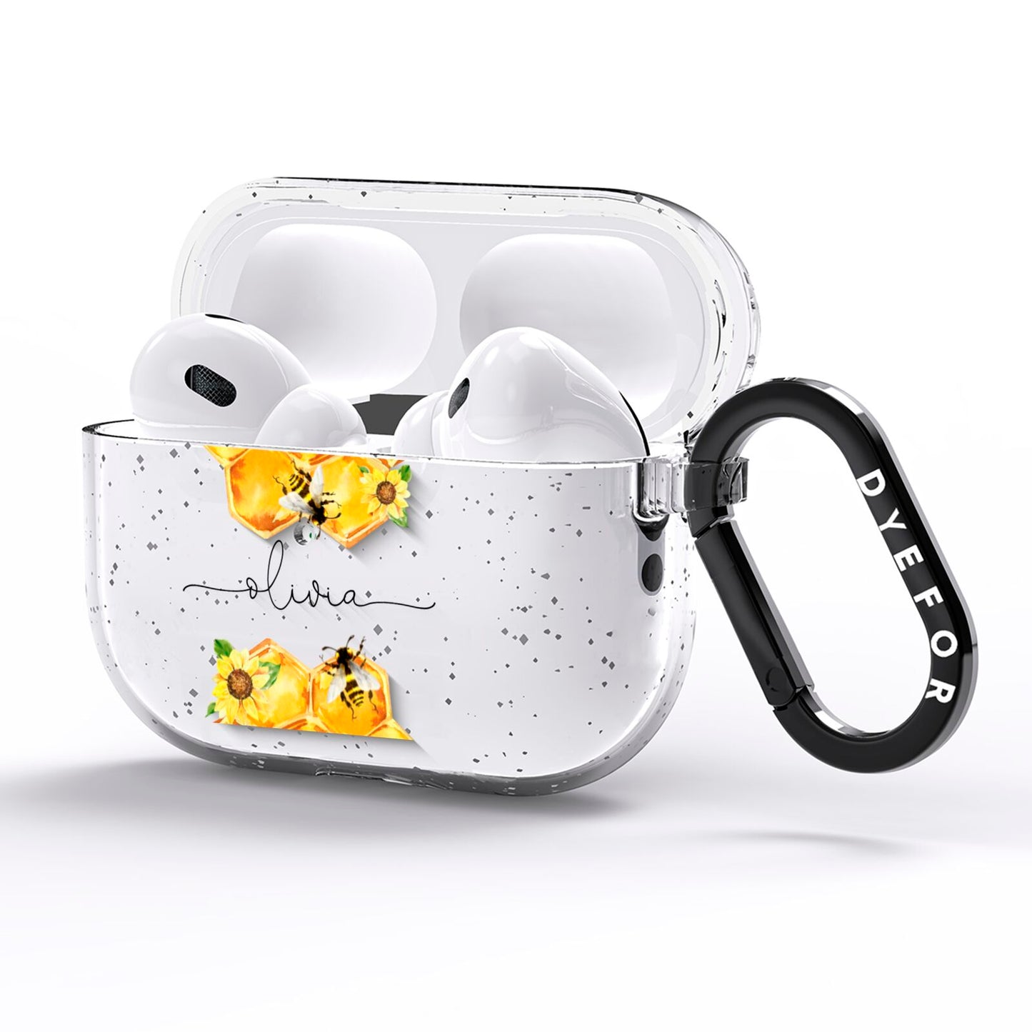 Bees Honeycomb Personalised Name AirPods Pro Glitter Case Side Image
