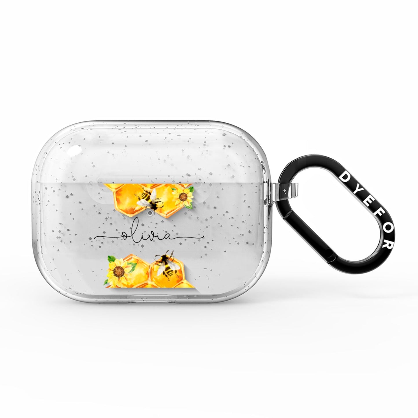 Bees Honeycomb Personalised Name AirPods Pro Glitter Case