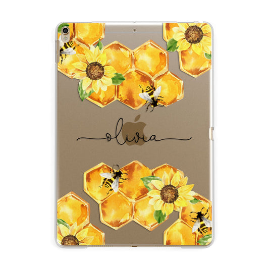 Bees Honeycomb Personalised Name Apple iPad Gold Case