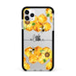 Bees Honeycomb Personalised Name Apple iPhone 11 Pro Max in Silver with Black Impact Case