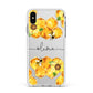 Bees Honeycomb Personalised Name Apple iPhone Xs Max Impact Case White Edge on Silver Phone
