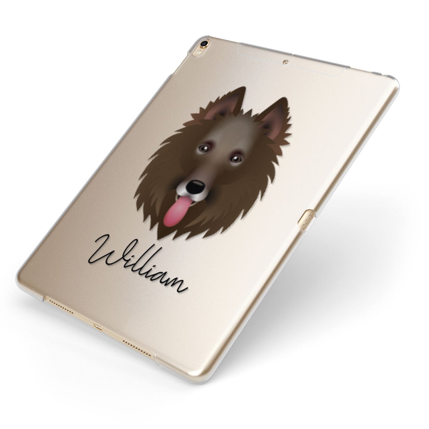 Belgian Groenendael Personalised Apple iPad Case on Gold iPad Side View
