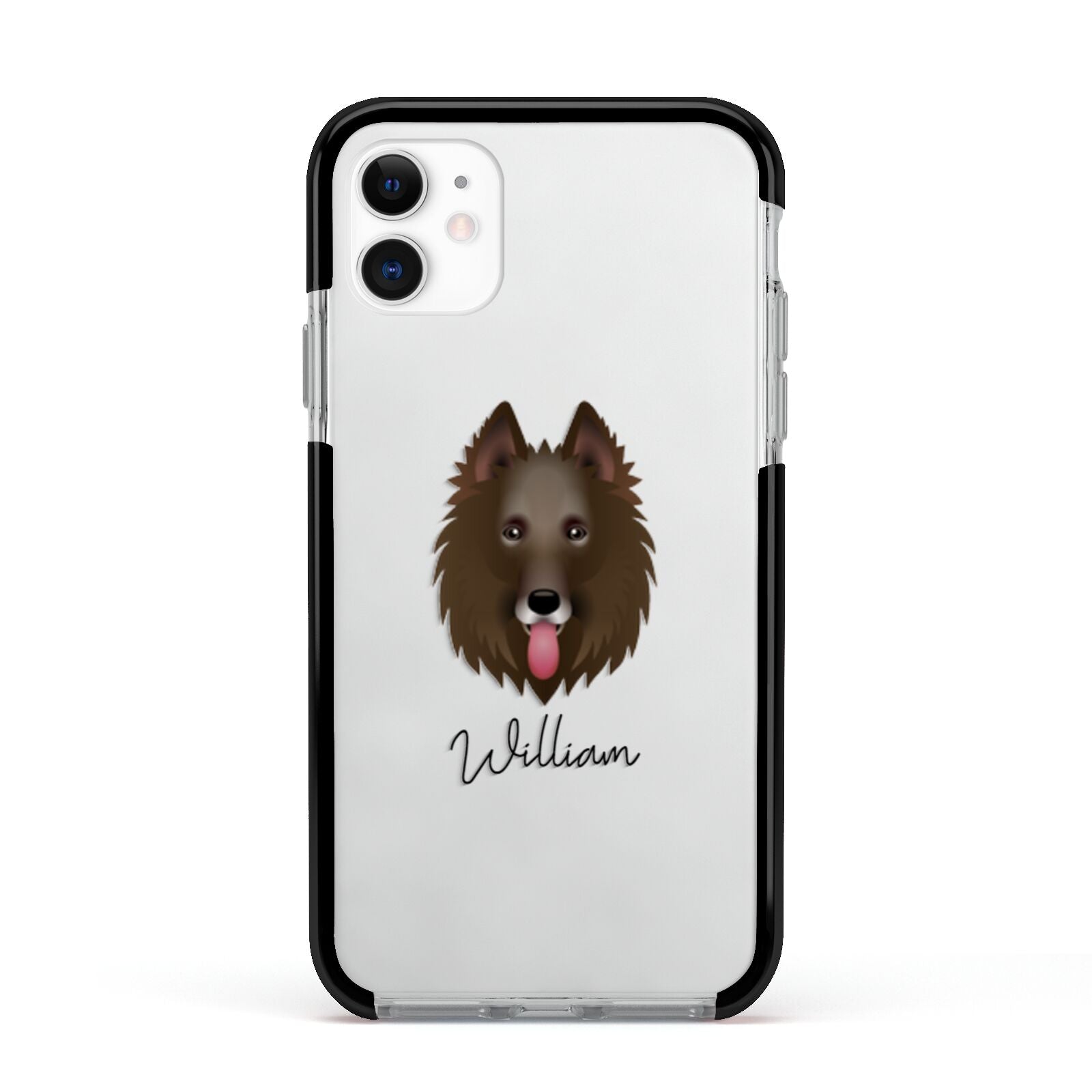 Belgian Groenendael Personalised Apple iPhone 11 in White with Black Impact Case