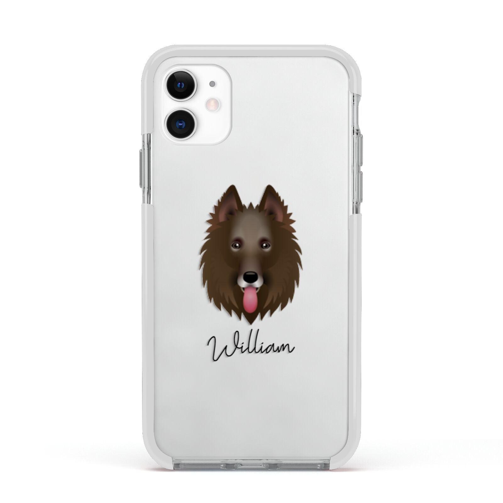 Belgian Groenendael Personalised Apple iPhone 11 in White with White Impact Case