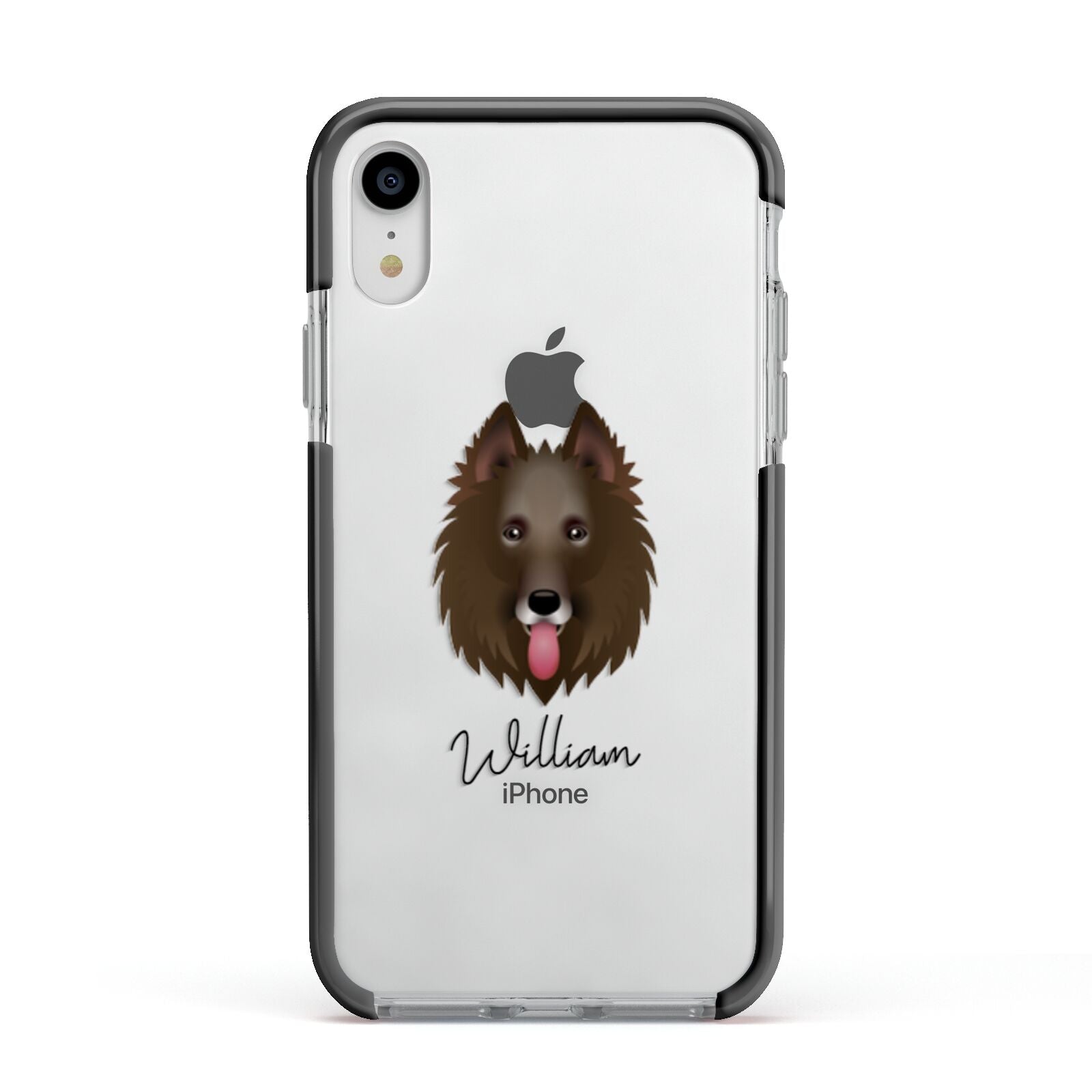 Belgian Groenendael Personalised Apple iPhone XR Impact Case Black Edge on Silver Phone