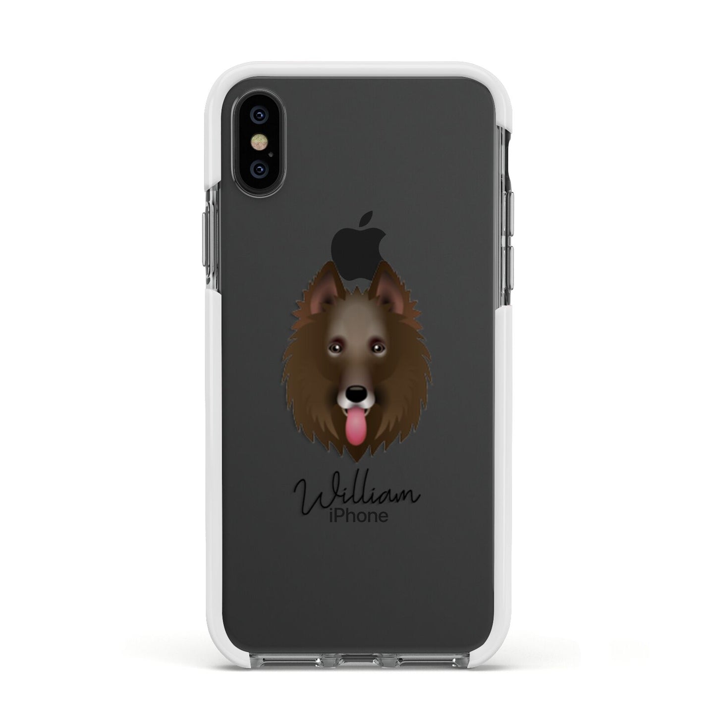 Belgian Groenendael Personalised Apple iPhone Xs Impact Case White Edge on Black Phone
