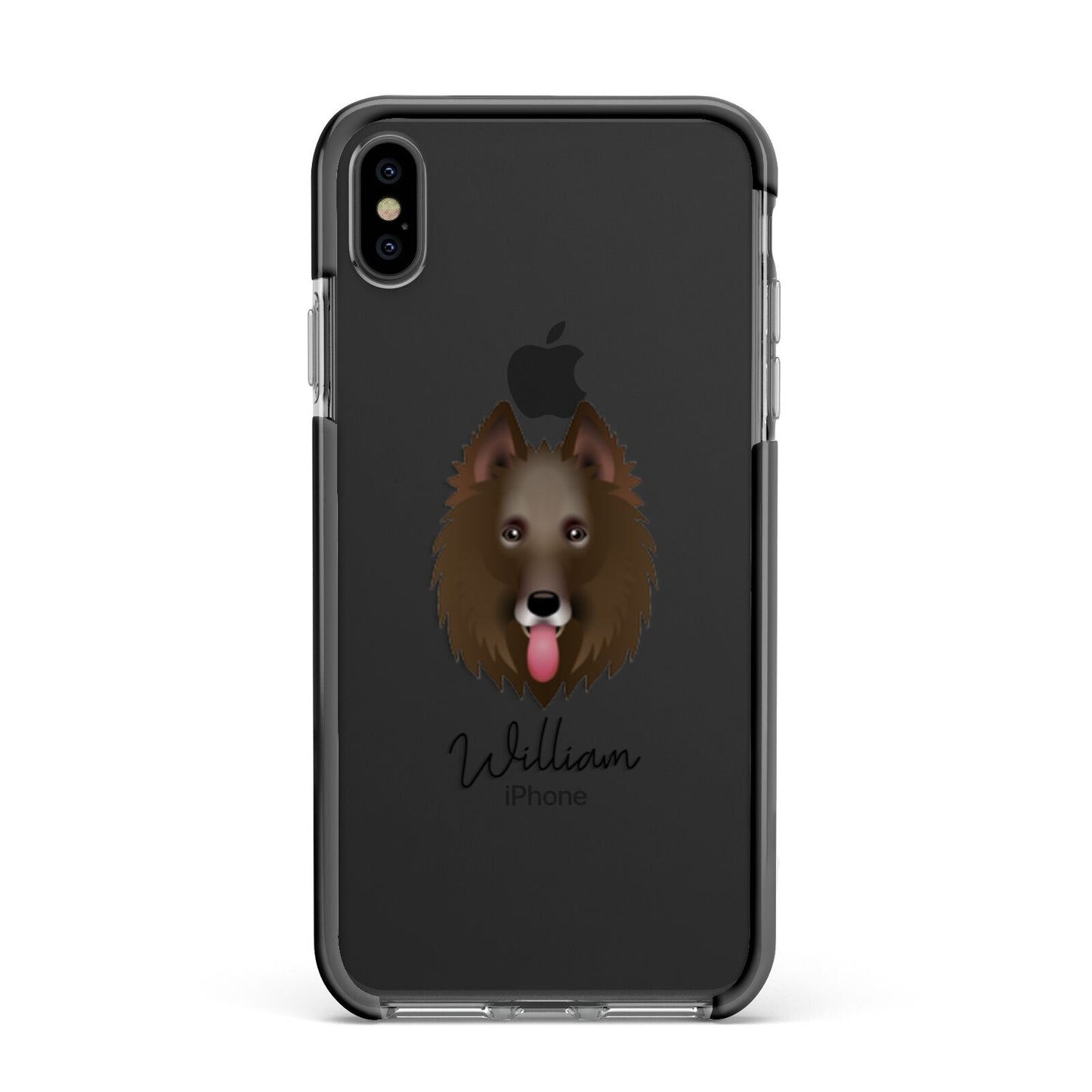Belgian Groenendael Personalised Apple iPhone Xs Max Impact Case Black Edge on Black Phone