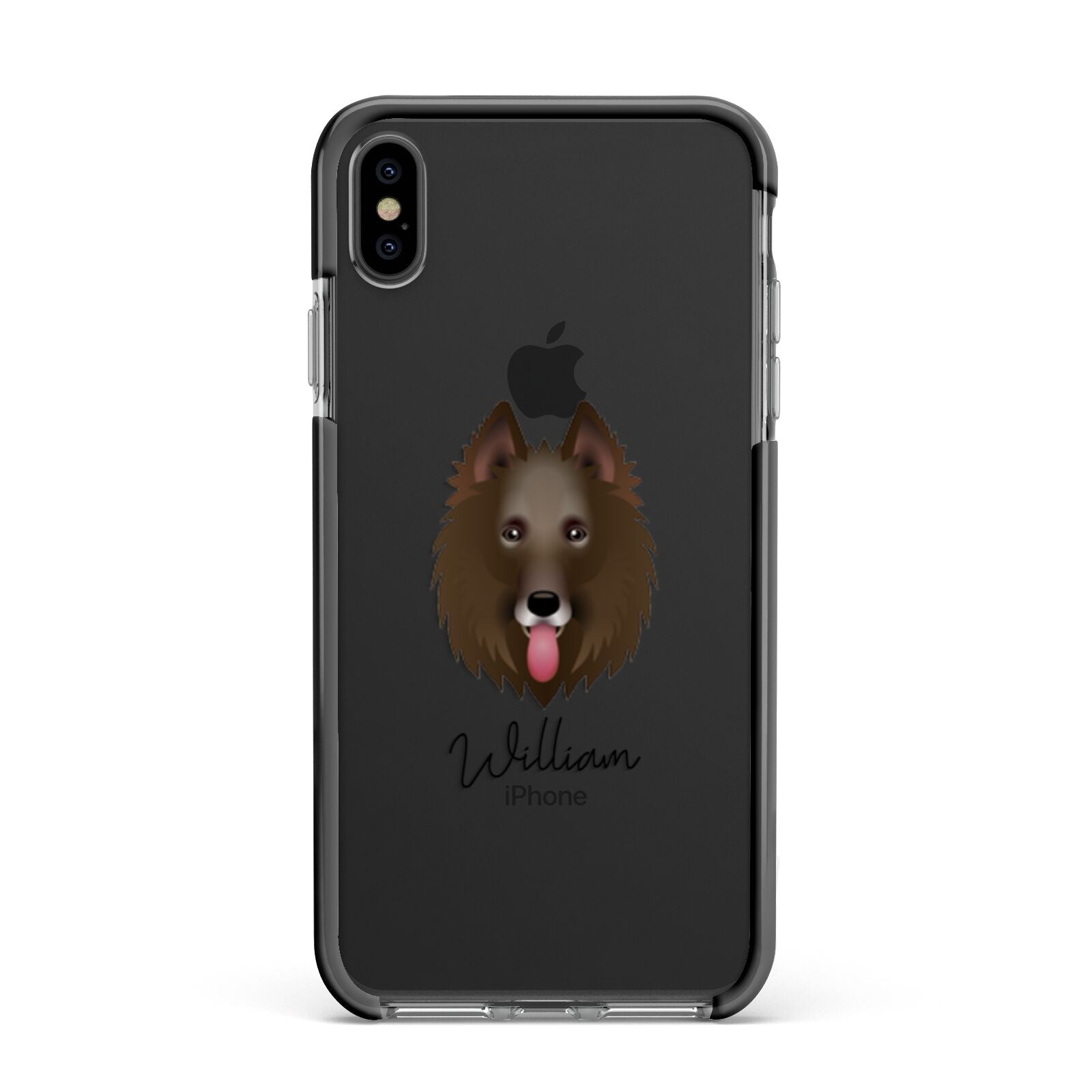 Belgian Groenendael Personalised Apple iPhone Xs Max Impact Case Black Edge on Black Phone