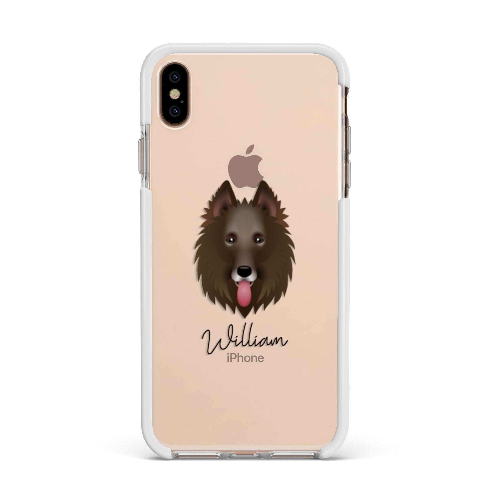Belgian Groenendael Personalised Apple iPhone Xs Max Impact Case White Edge on Gold Phone