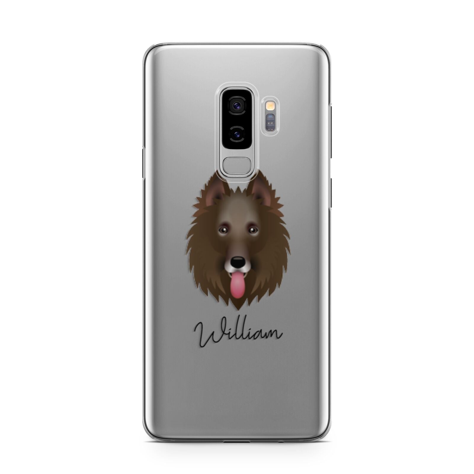 Belgian Groenendael Personalised Samsung Galaxy S9 Plus Case on Silver phone