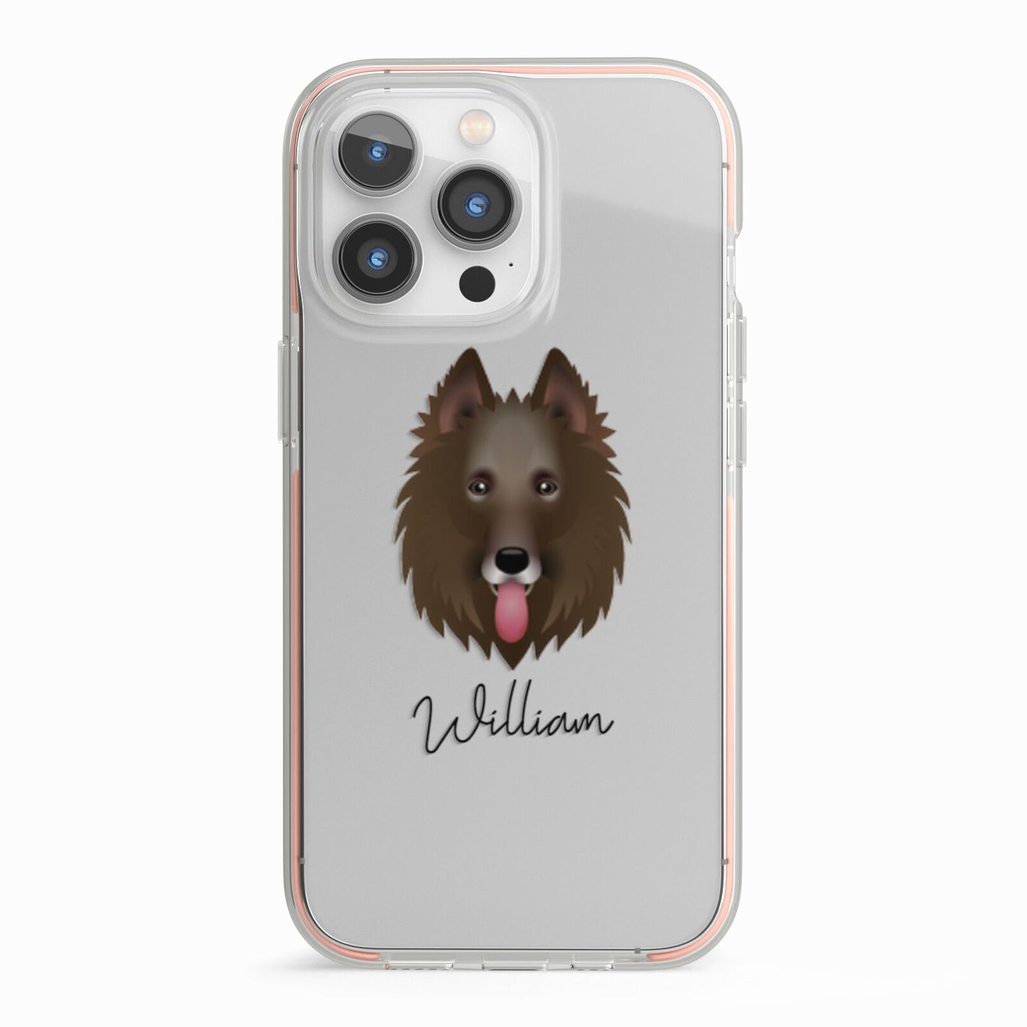 Belgian Groenendael Personalised iPhone 13 Pro TPU Impact Case with Pink Edges