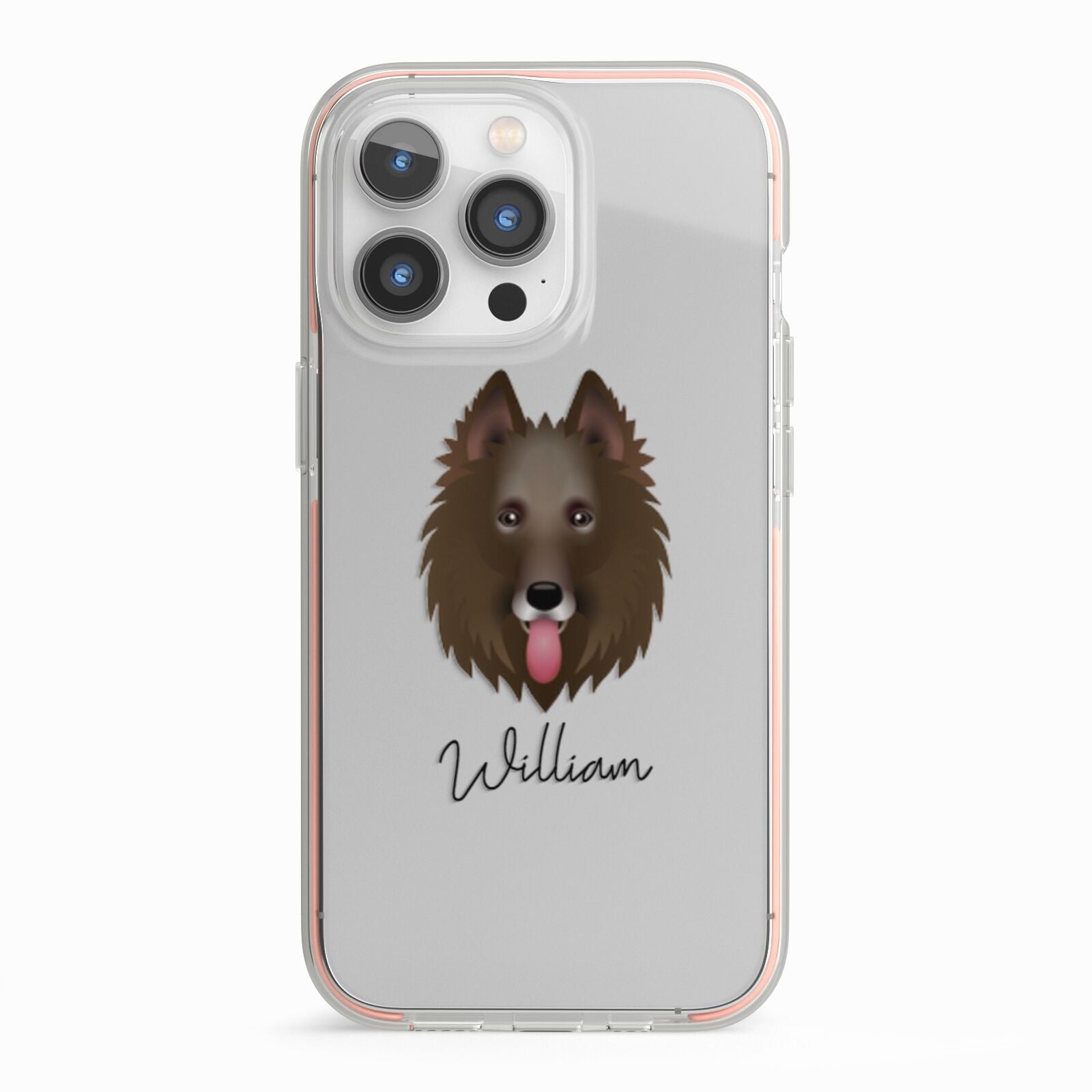 Belgian Groenendael Personalised iPhone 13 Pro TPU Impact Case with Pink Edges