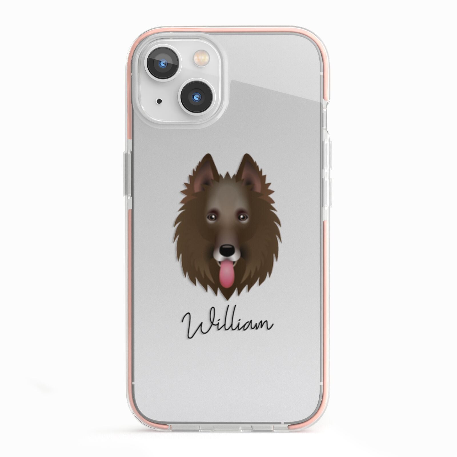 Belgian Groenendael Personalised iPhone 13 TPU Impact Case with Pink Edges