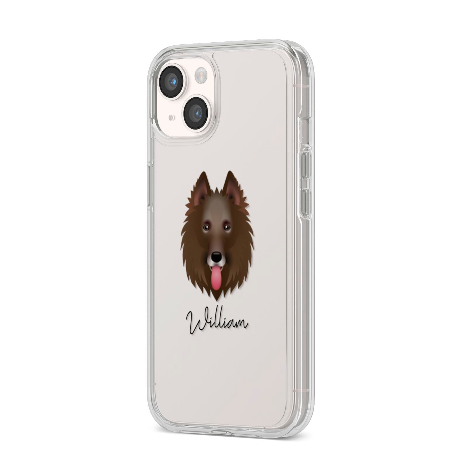 Belgian Groenendael Personalised iPhone 14 Clear Tough Case Starlight Angled Image