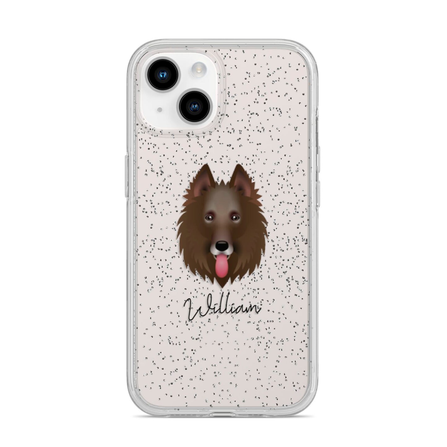 Belgian Groenendael Personalised iPhone 14 Glitter Tough Case Starlight