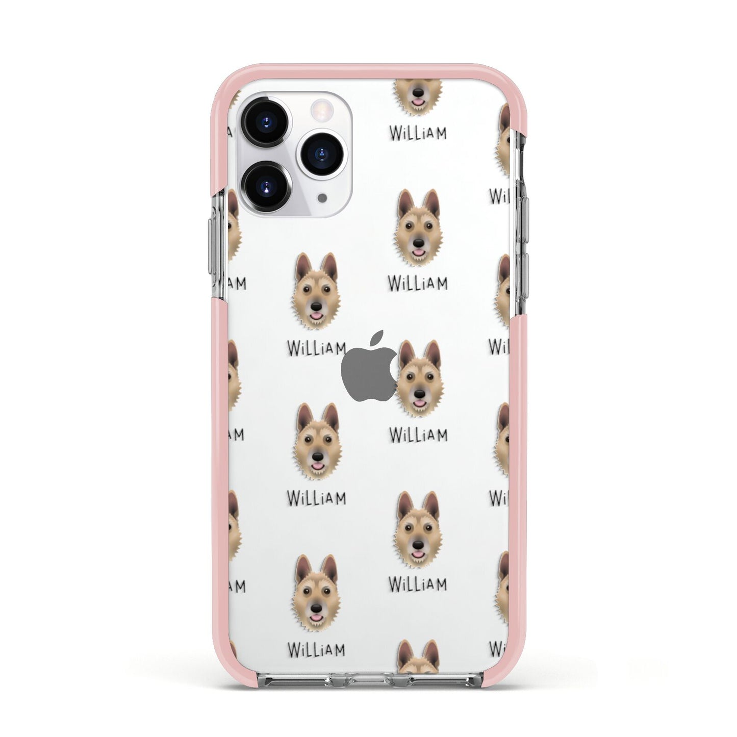 Belgian Laekenois Icon with Name Apple iPhone 11 Pro in Silver with Pink Impact Case