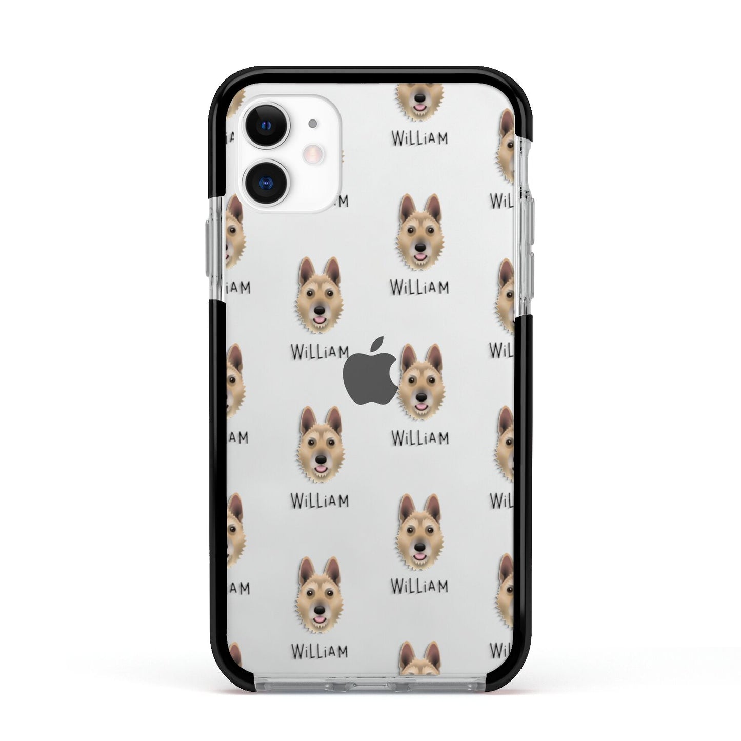 Belgian Laekenois Icon with Name Apple iPhone 11 in White with Black Impact Case
