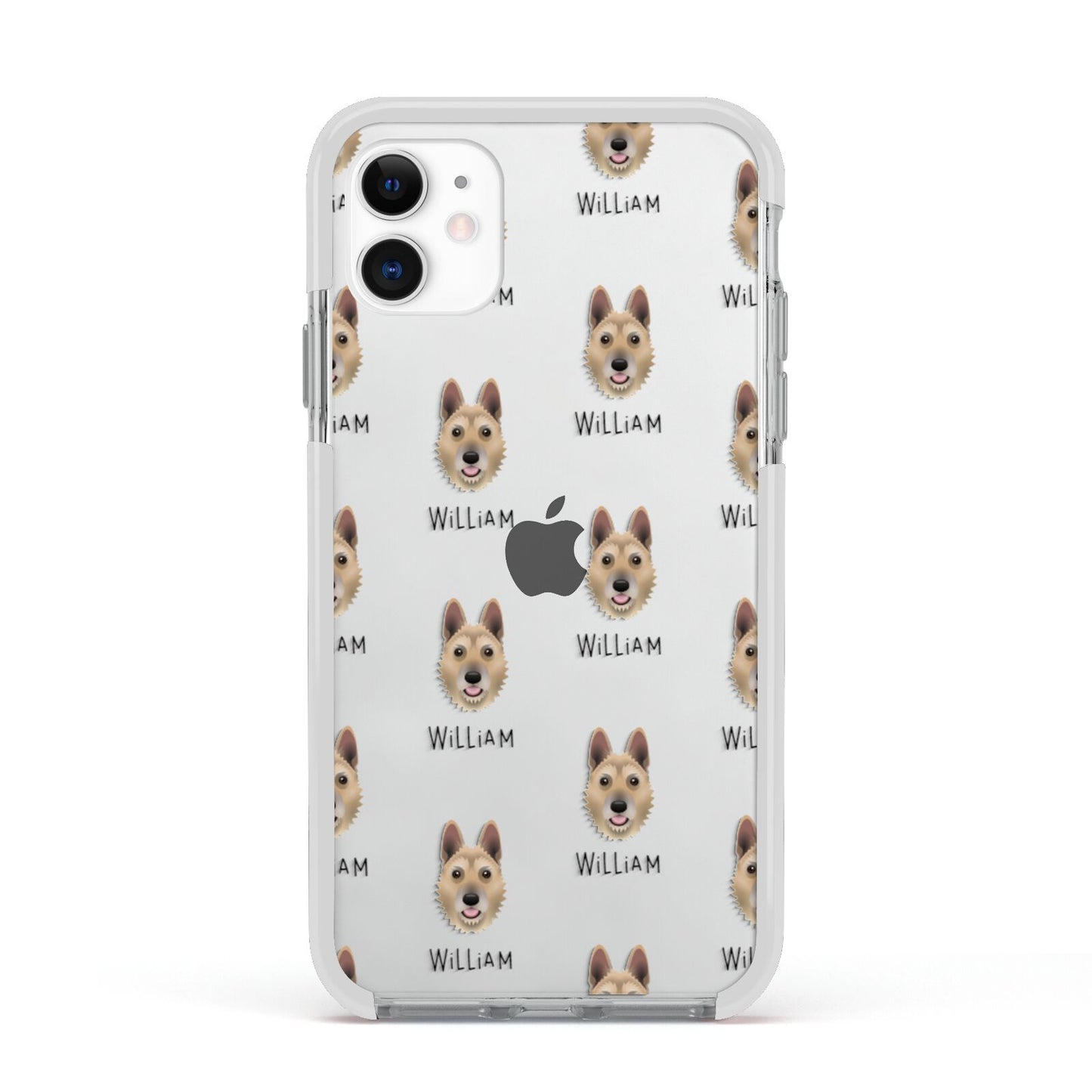 Belgian Laekenois Icon with Name Apple iPhone 11 in White with White Impact Case
