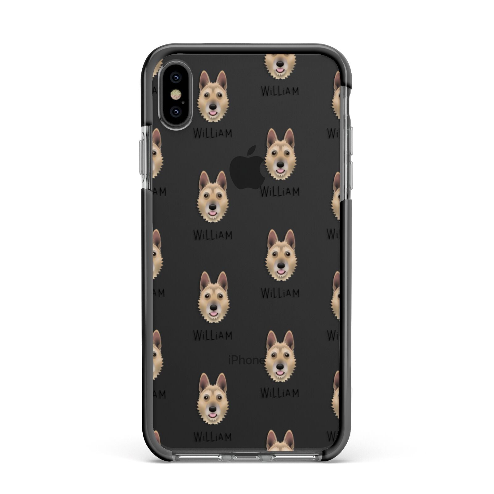 Belgian Laekenois Icon with Name Apple iPhone Xs Max Impact Case Black Edge on Black Phone
