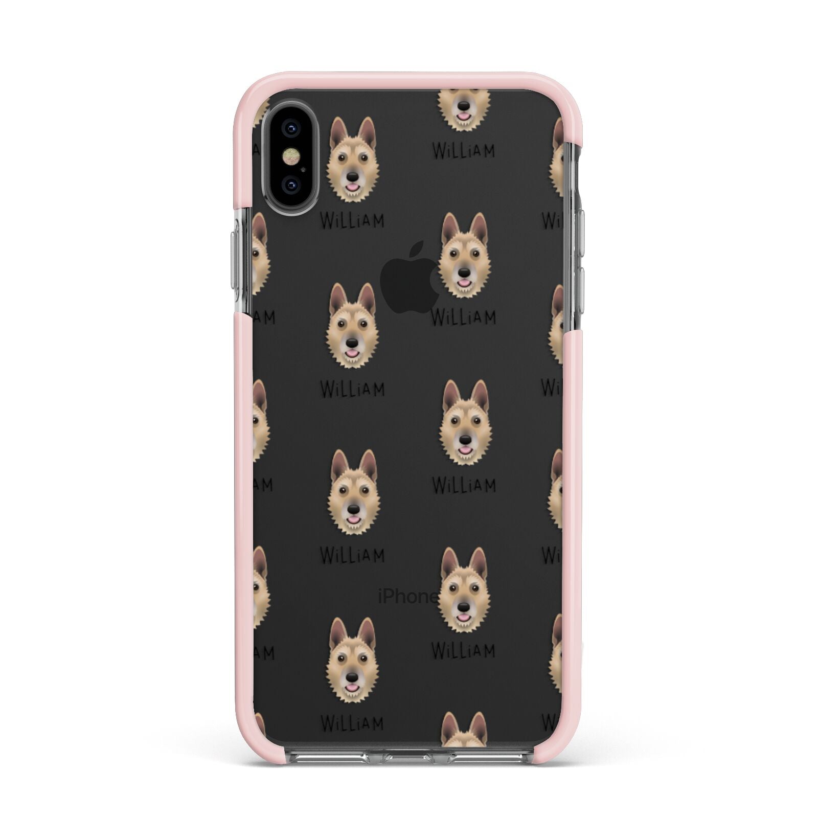 Belgian Laekenois Icon with Name Apple iPhone Xs Max Impact Case Pink Edge on Black Phone