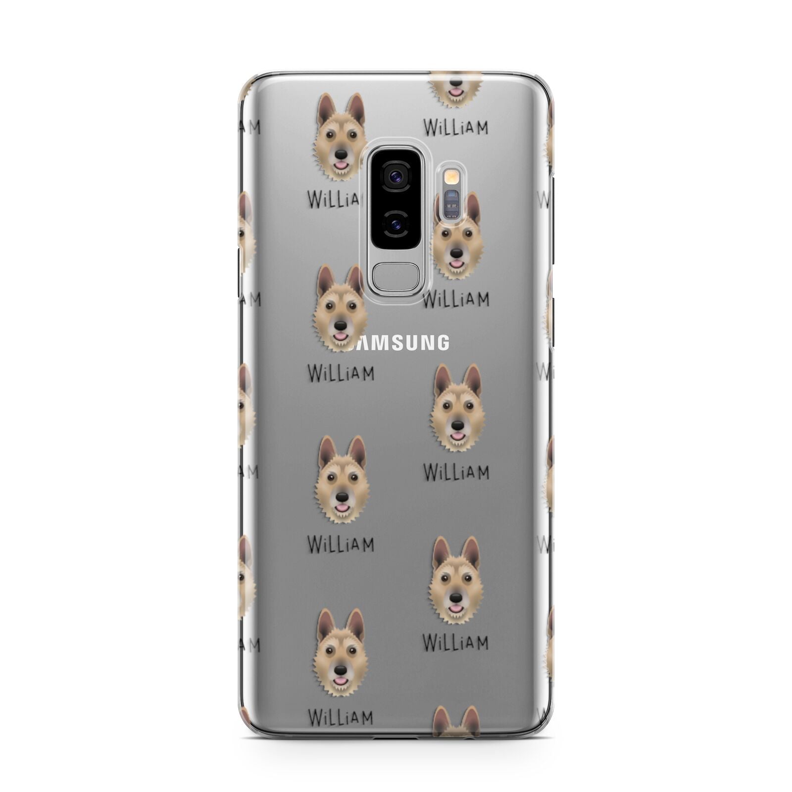 Belgian Laekenois Icon with Name Samsung Galaxy S9 Plus Case on Silver phone