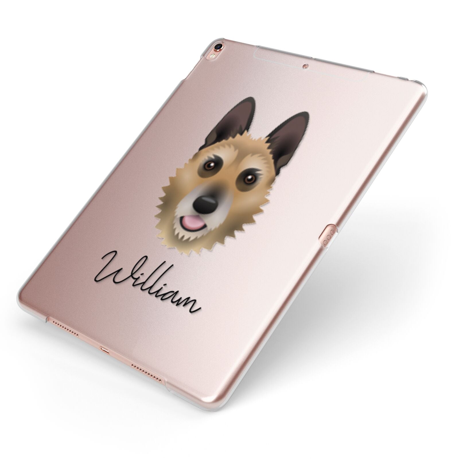 Belgian Laekenois Personalised Apple iPad Case on Rose Gold iPad Side View