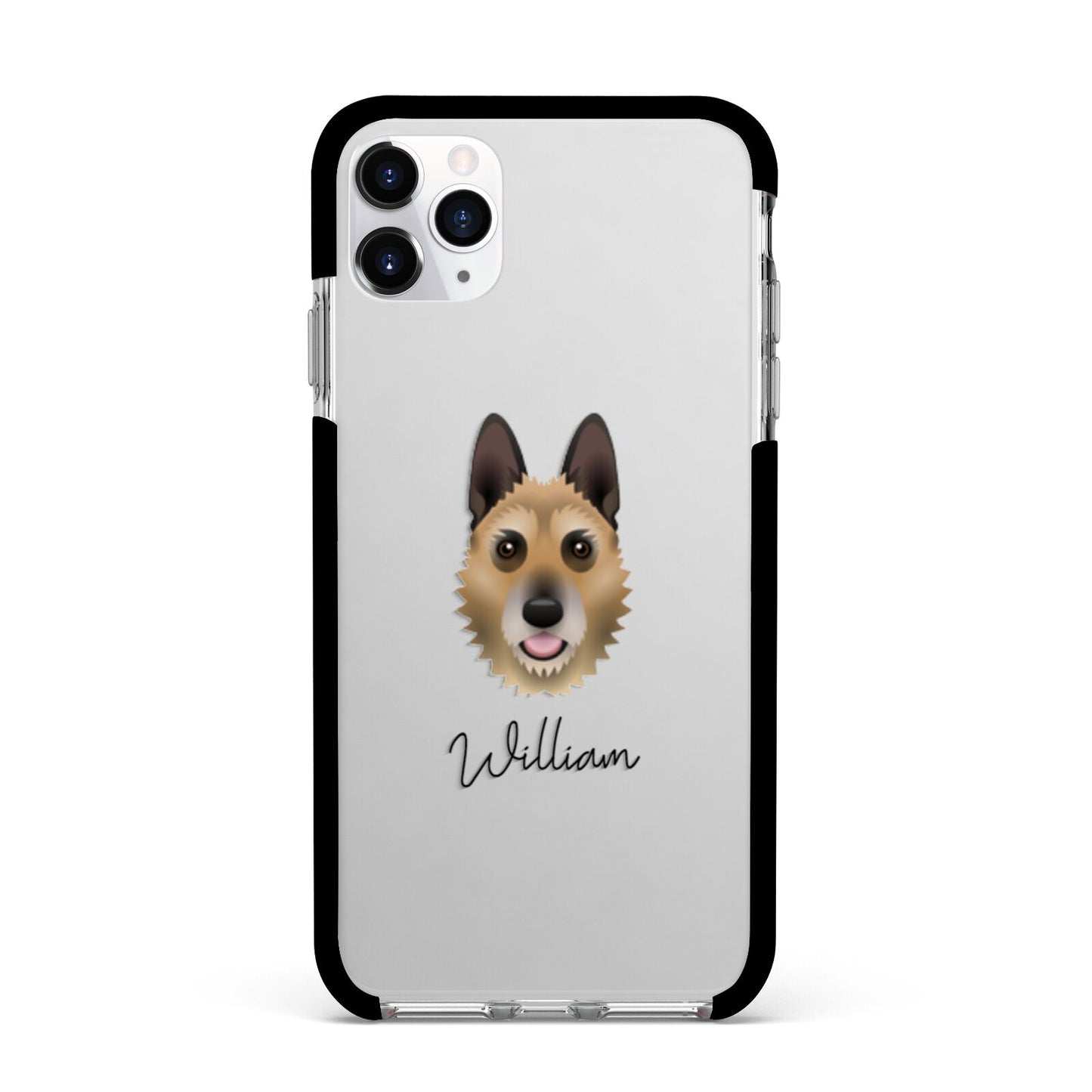 Belgian Laekenois Personalised Apple iPhone 11 Pro Max in Silver with Black Impact Case