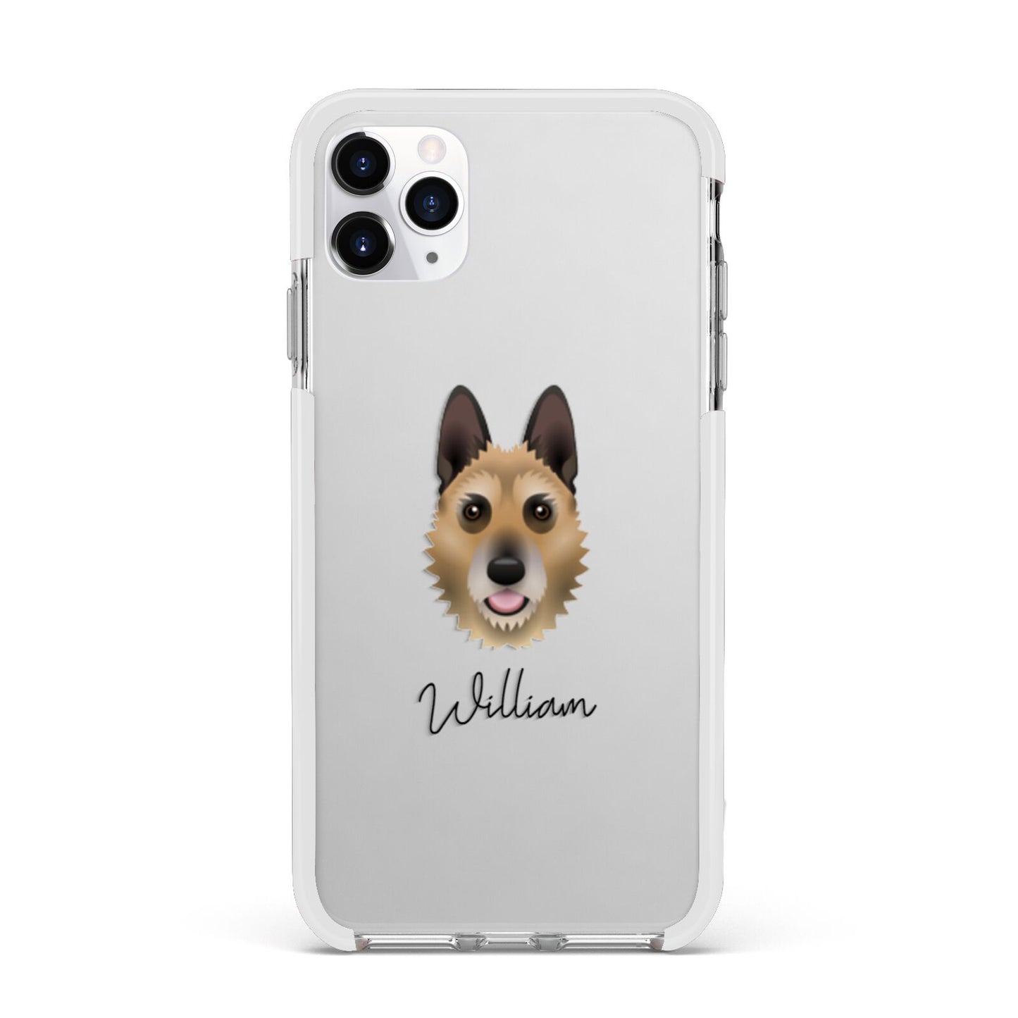 Belgian Laekenois Personalised Apple iPhone 11 Pro Max in Silver with White Impact Case