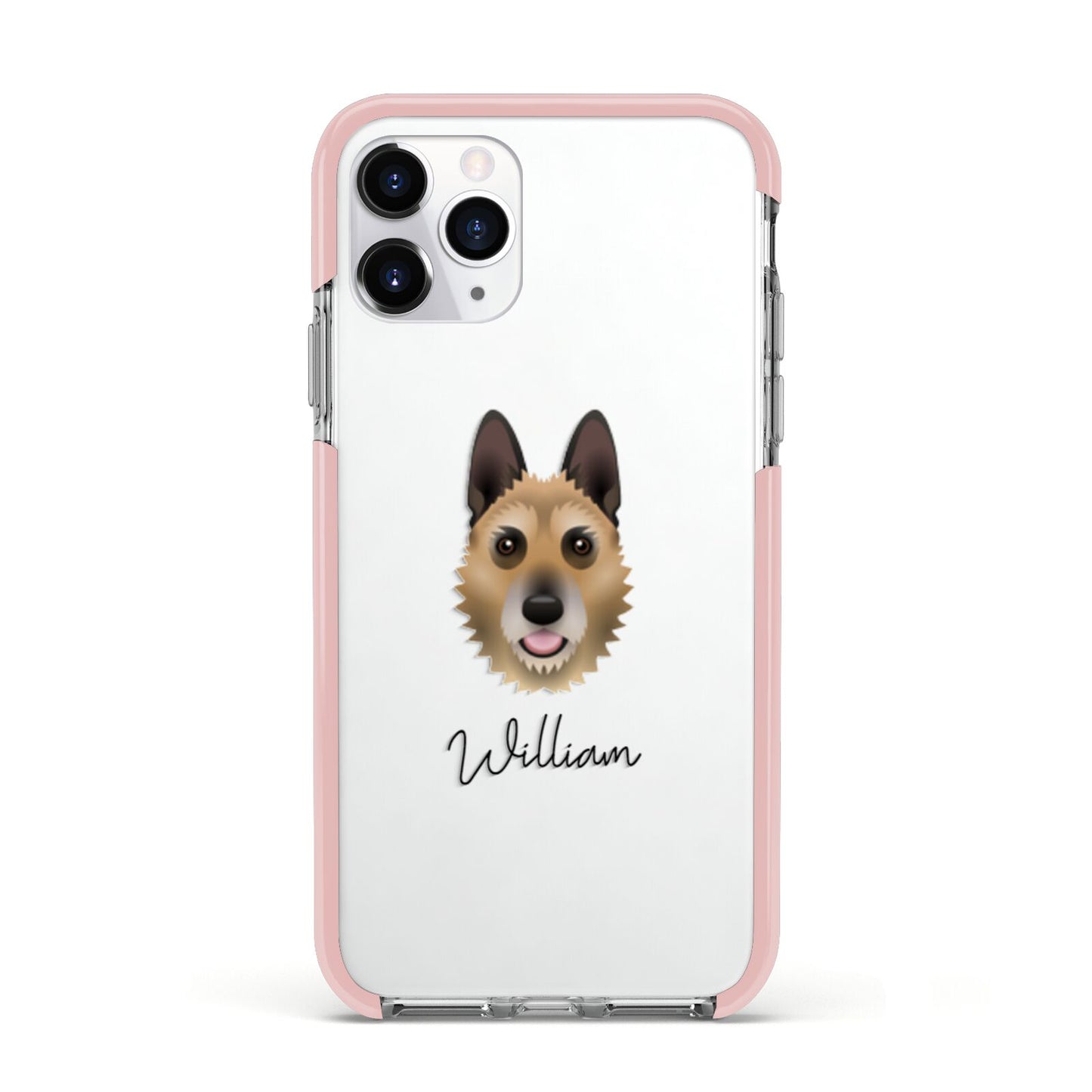 Belgian Laekenois Personalised Apple iPhone 11 Pro in Silver with Pink Impact Case