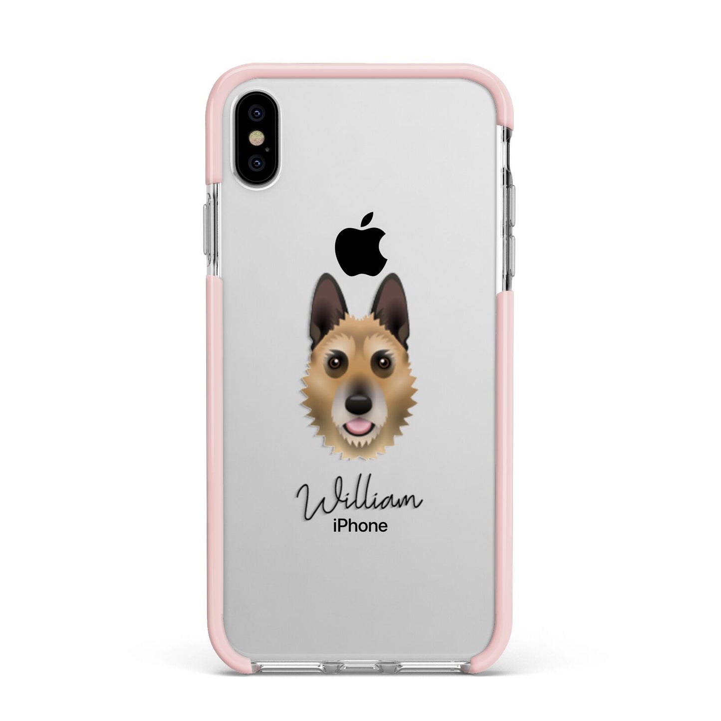 Belgian Laekenois Personalised Apple iPhone Xs Max Impact Case Pink Edge on Silver Phone