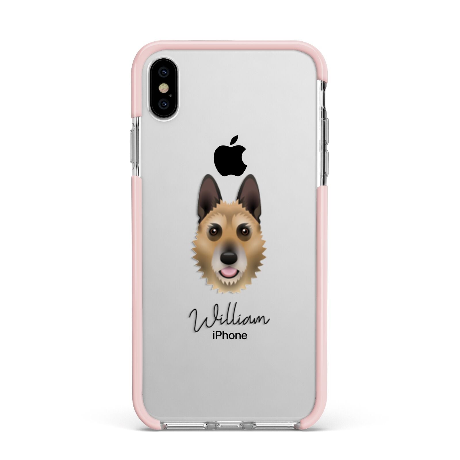 Belgian Laekenois Personalised Apple iPhone Xs Max Impact Case Pink Edge on Silver Phone