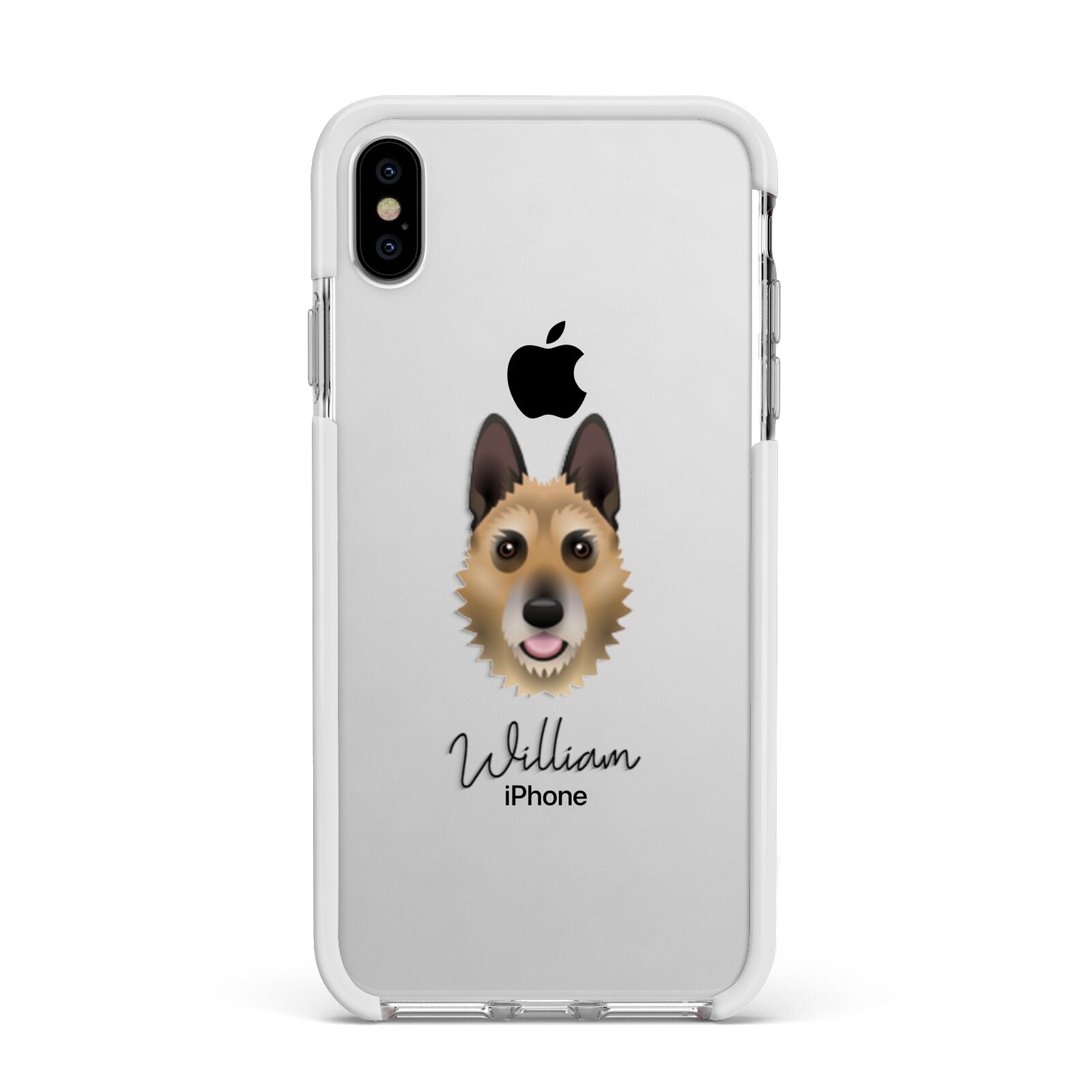 Belgian Laekenois Personalised Apple iPhone Xs Max Impact Case White Edge on Silver Phone