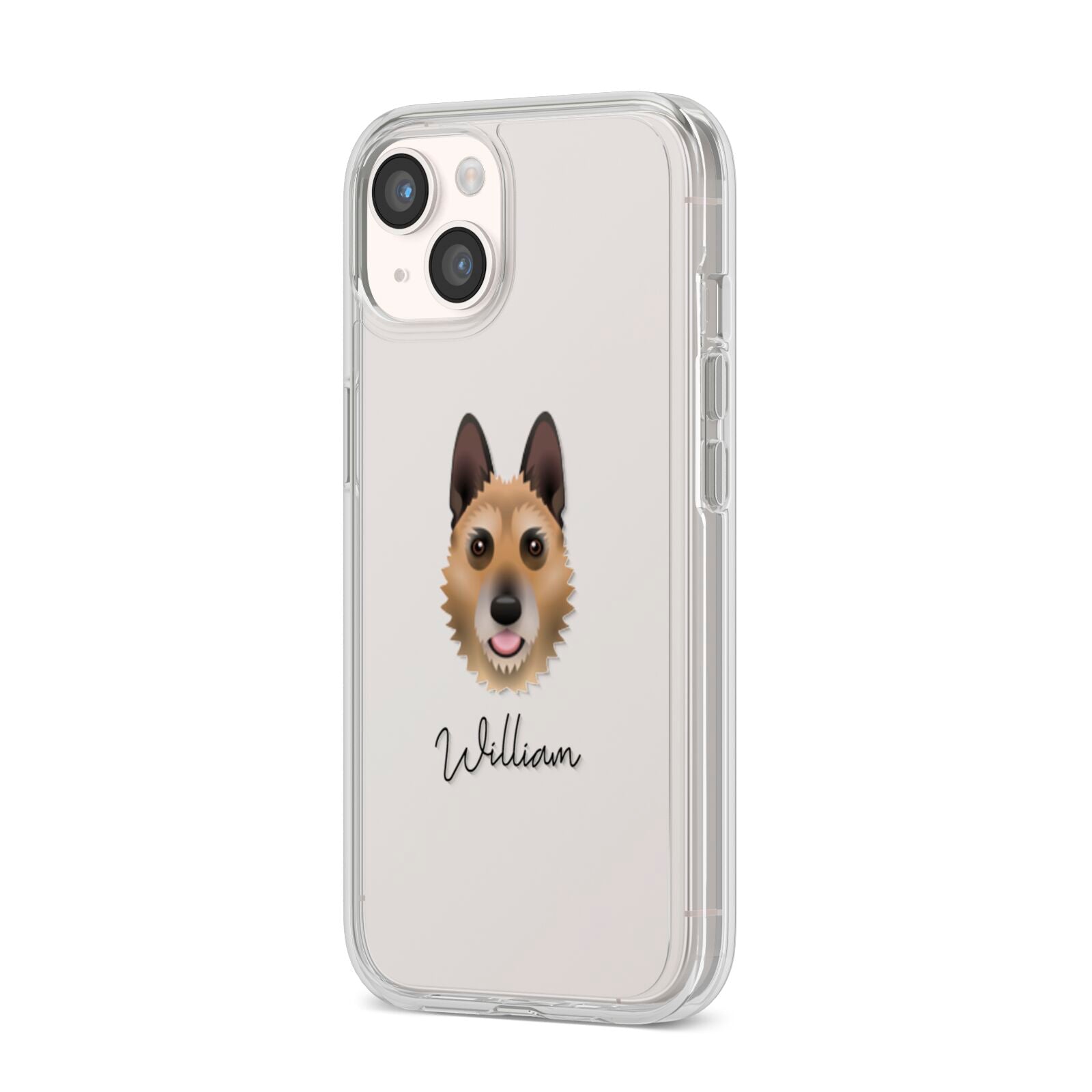 Belgian Laekenois Personalised iPhone 14 Clear Tough Case Starlight Angled Image