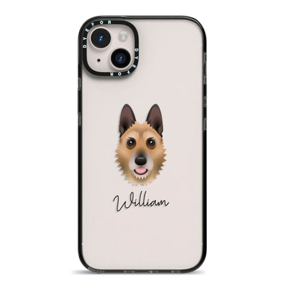 Belgian Laekenois Personalised iPhone 14 Plus Black Impact Case on Silver phone