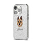Belgian Laekenois Personalised iPhone 14 Pro Glitter Tough Case Silver Angled Image