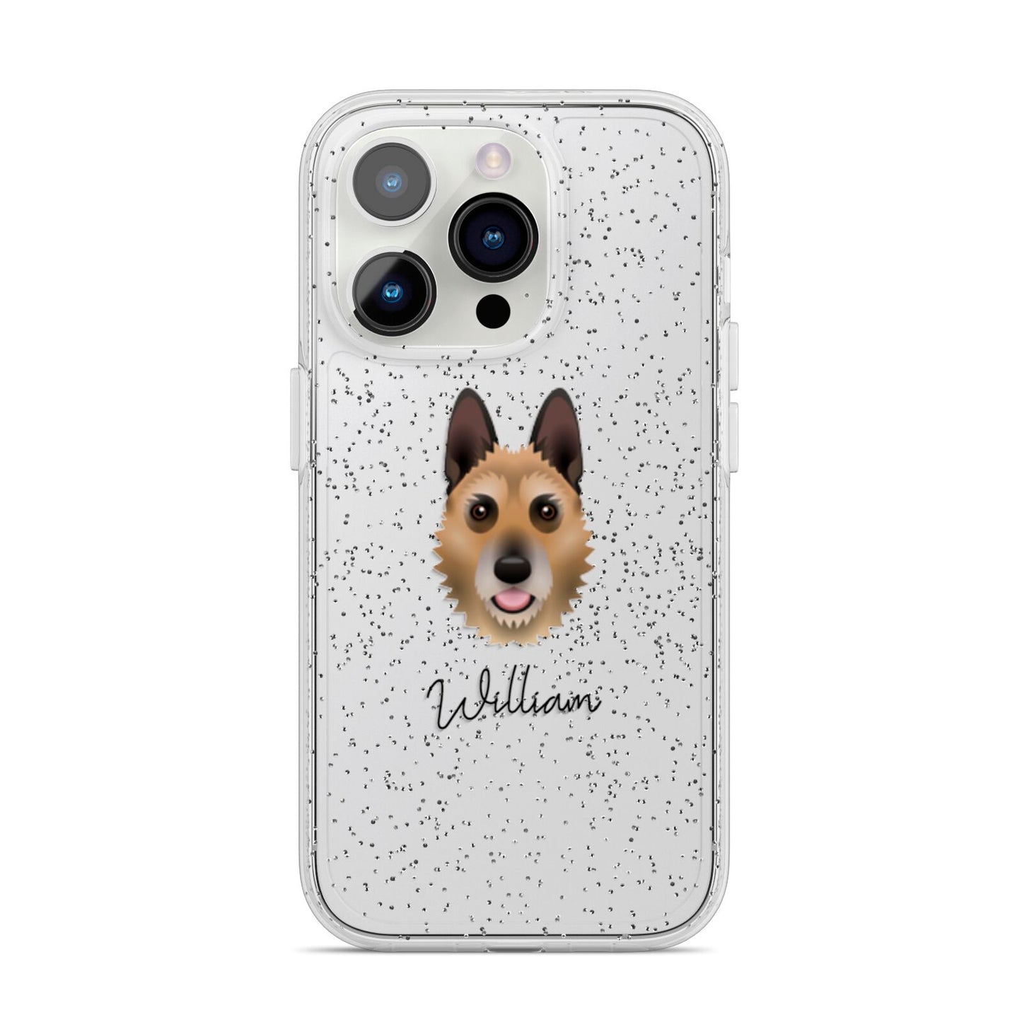 Belgian Laekenois Personalised iPhone 14 Pro Glitter Tough Case Silver
