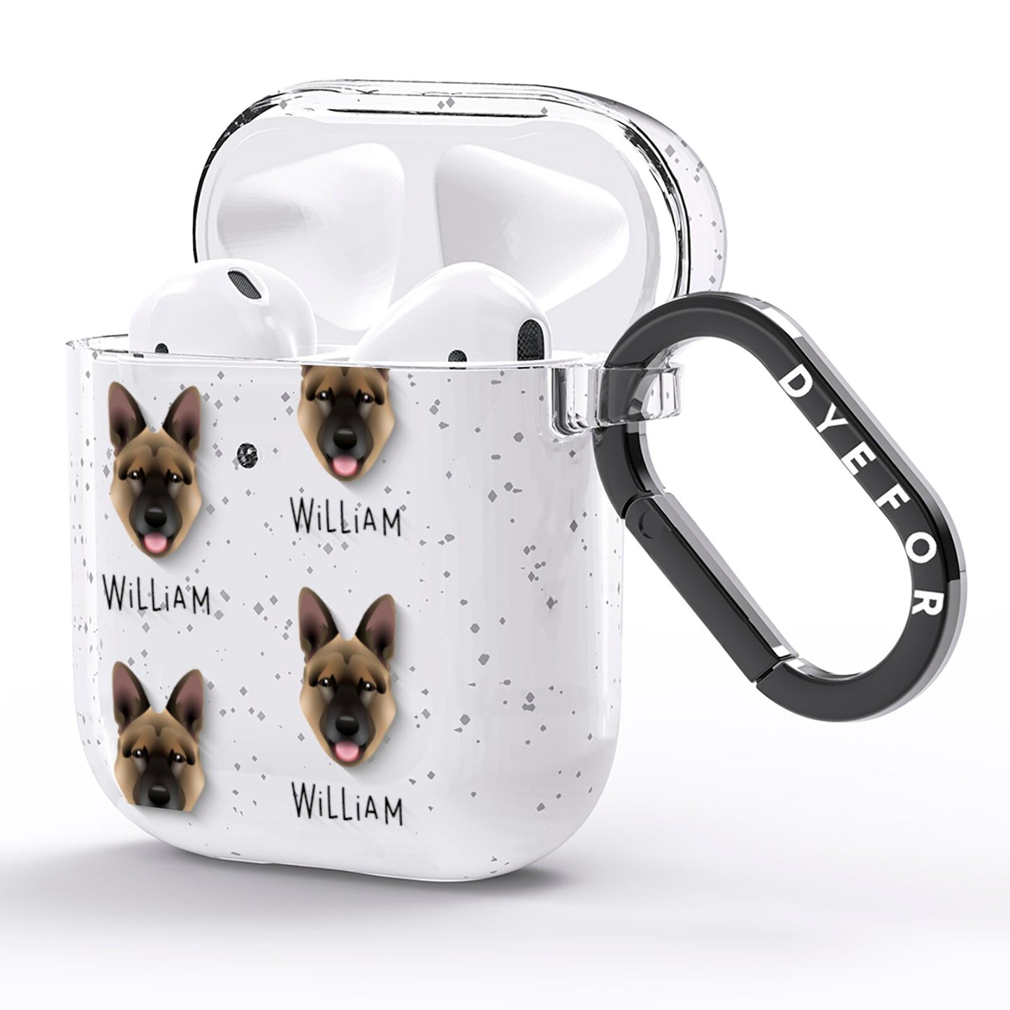 Belgian Malinois Icon with Name AirPods Glitter Case Side Image