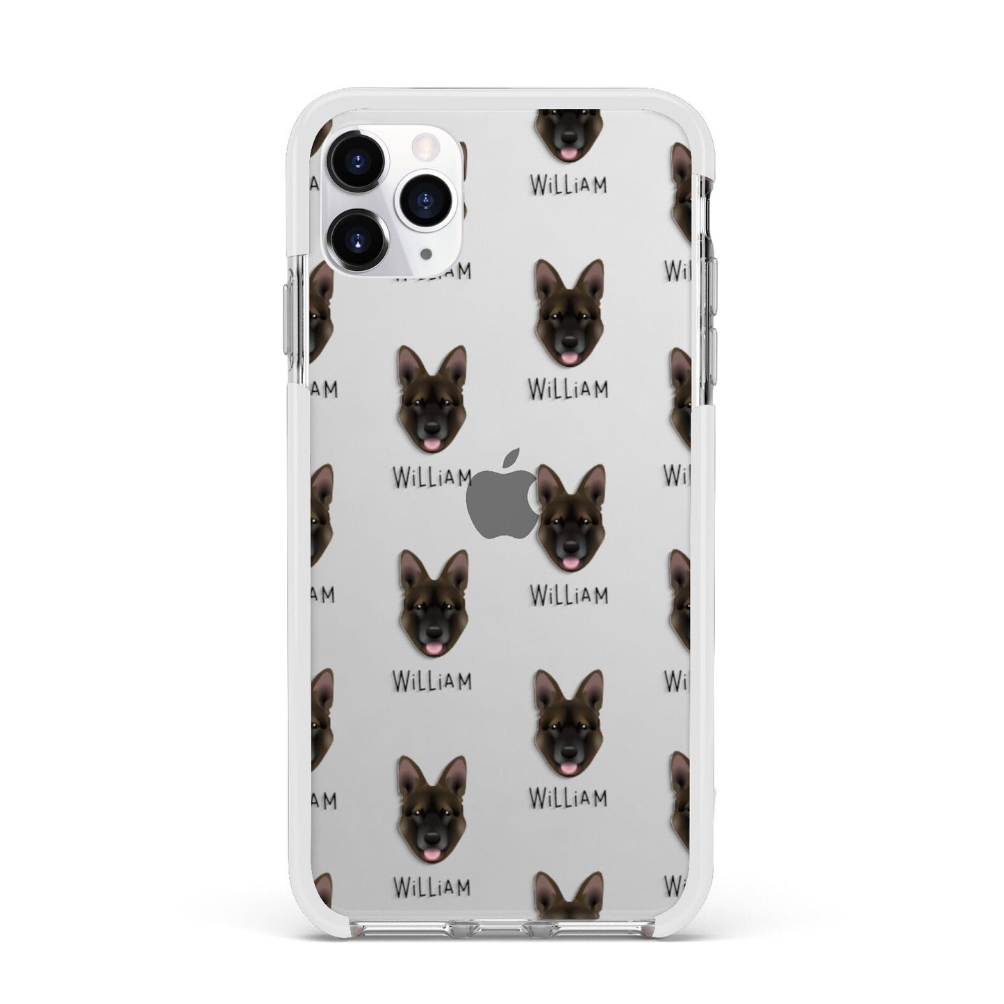 Belgian Malinois Icon with Name Apple iPhone 11 Pro Max in Silver with White Impact Case