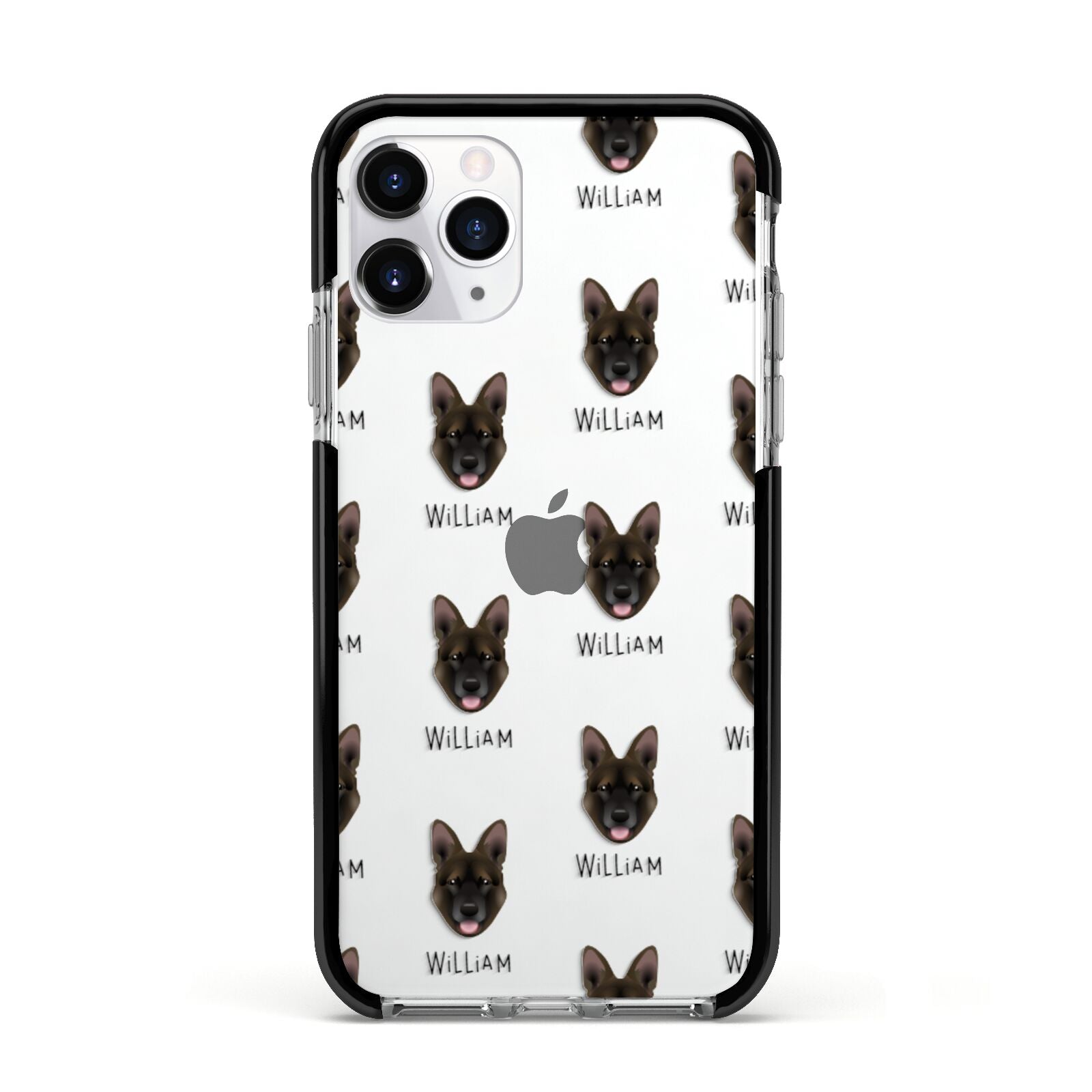 Belgian Malinois Icon with Name Apple iPhone 11 Pro in Silver with Black Impact Case