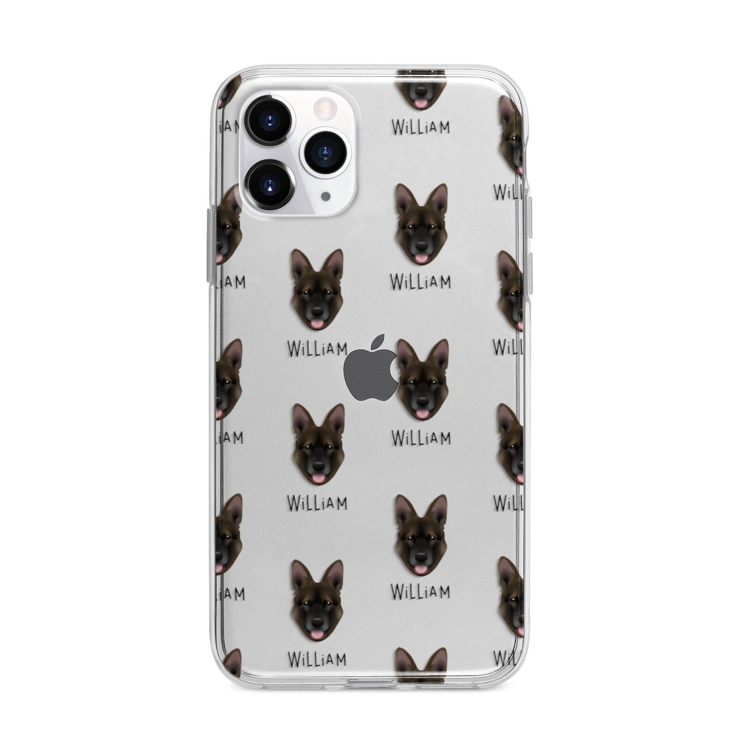 Belgian Malinois Icon with Name Apple iPhone 11 Pro in Silver with Bumper Case