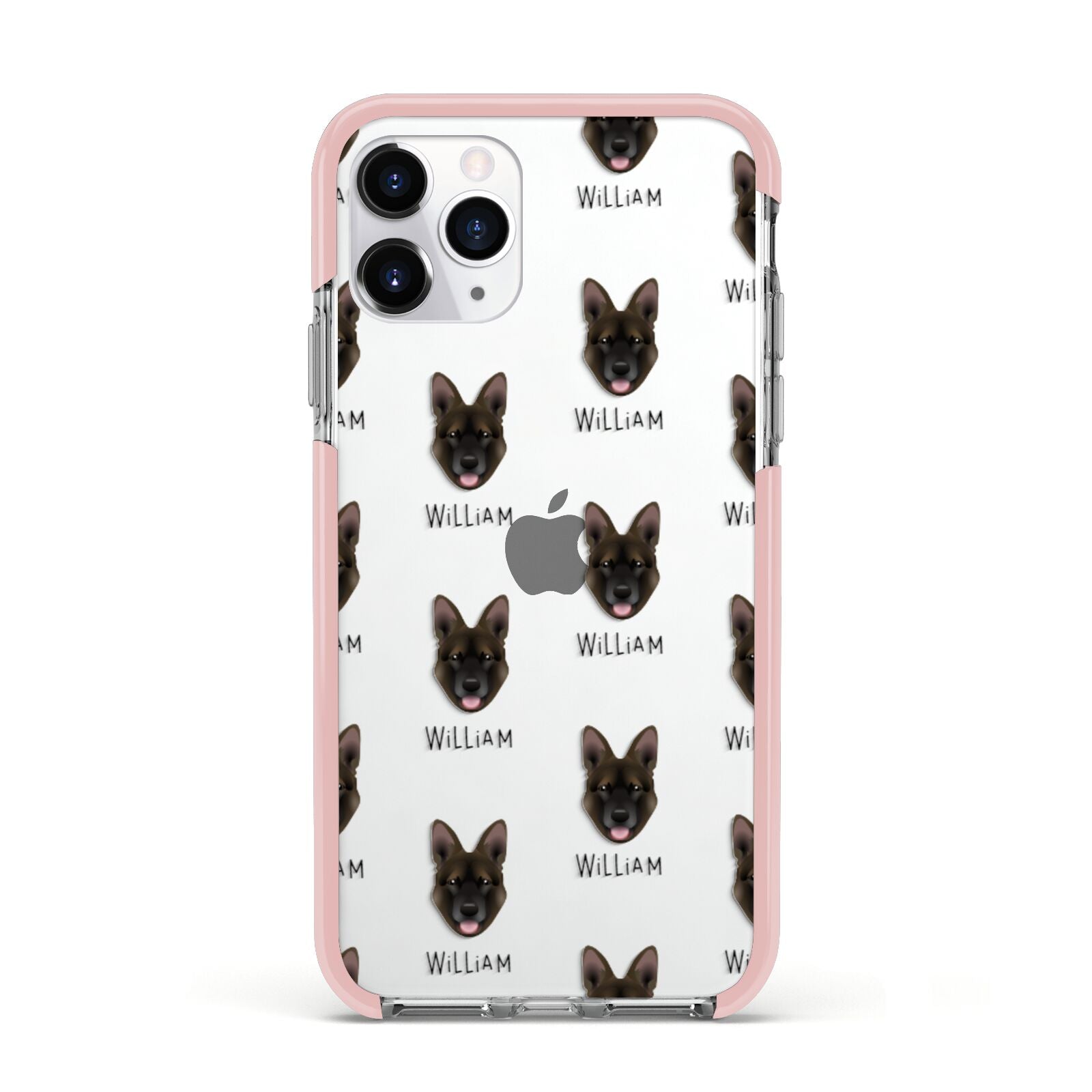 Belgian Malinois Icon with Name Apple iPhone 11 Pro in Silver with Pink Impact Case