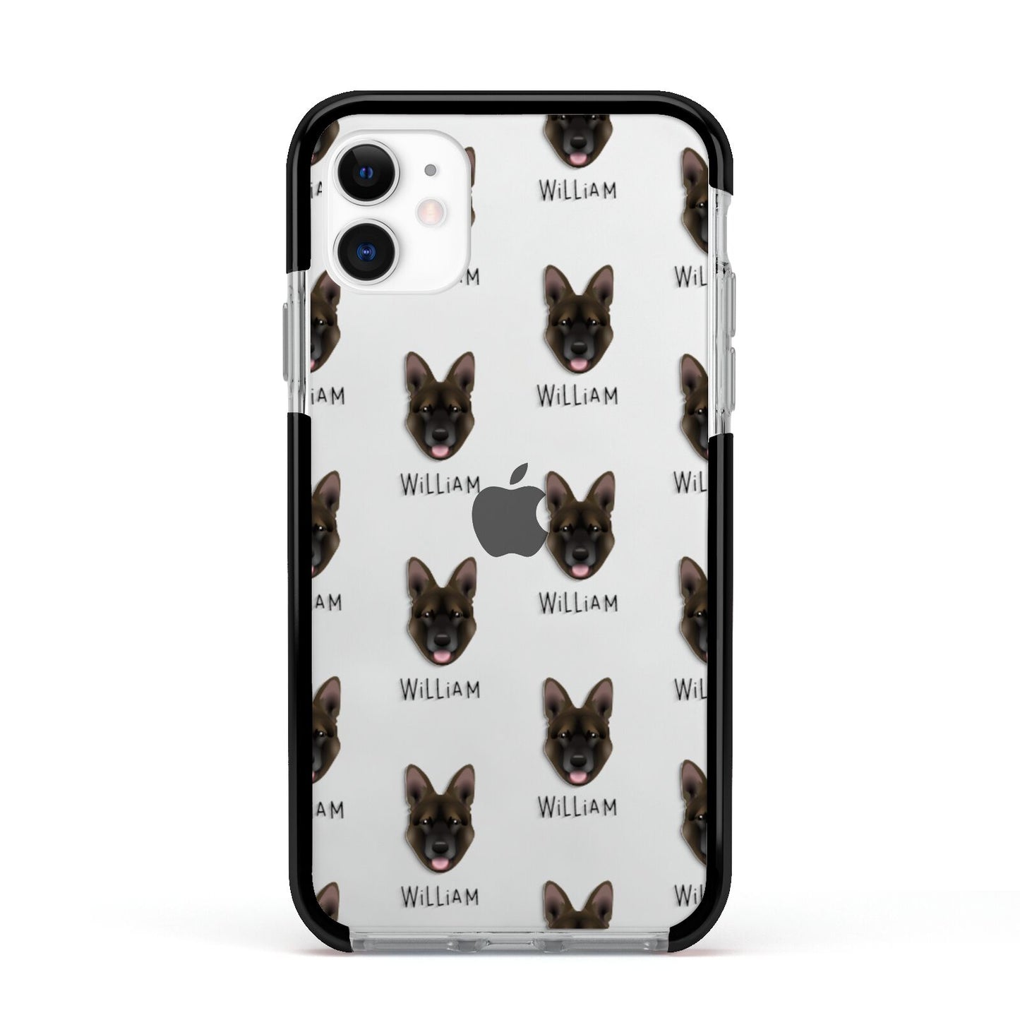 Belgian Malinois Icon with Name Apple iPhone 11 in White with Black Impact Case