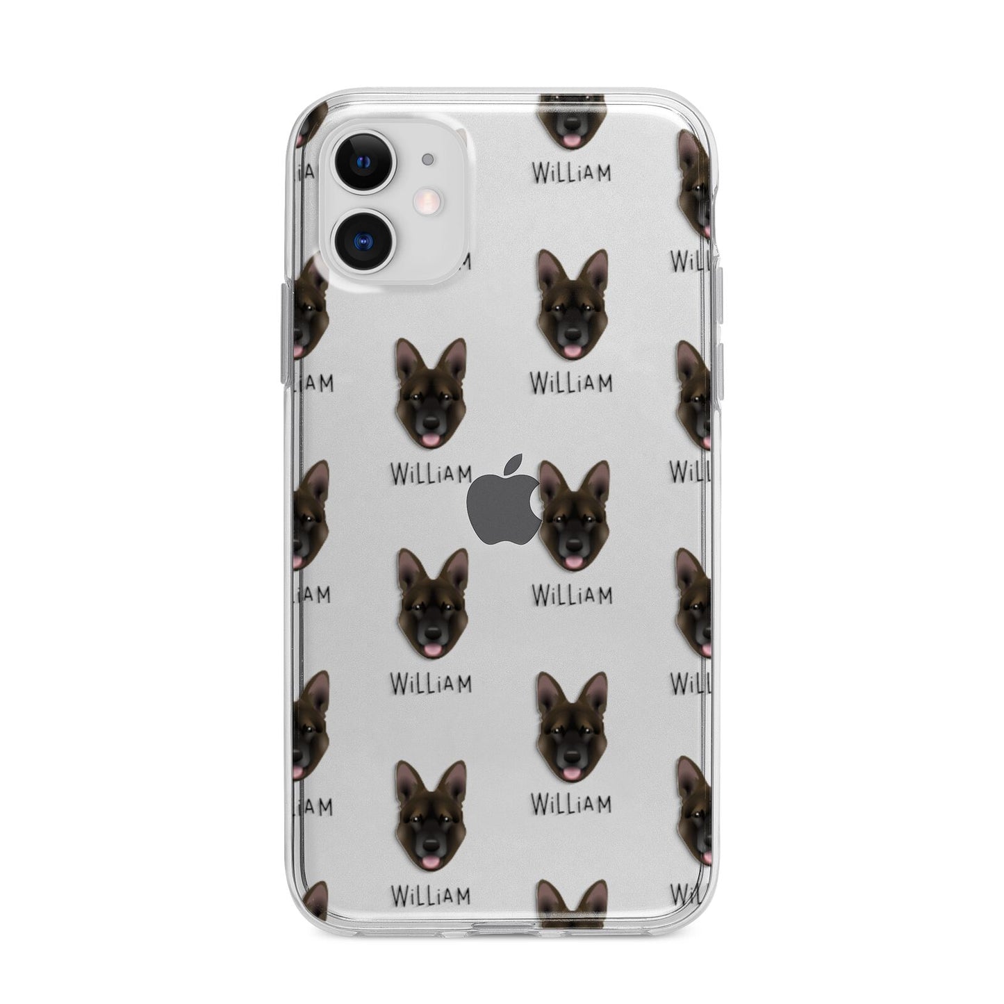 Belgian Malinois Icon with Name Apple iPhone 11 in White with Bumper Case
