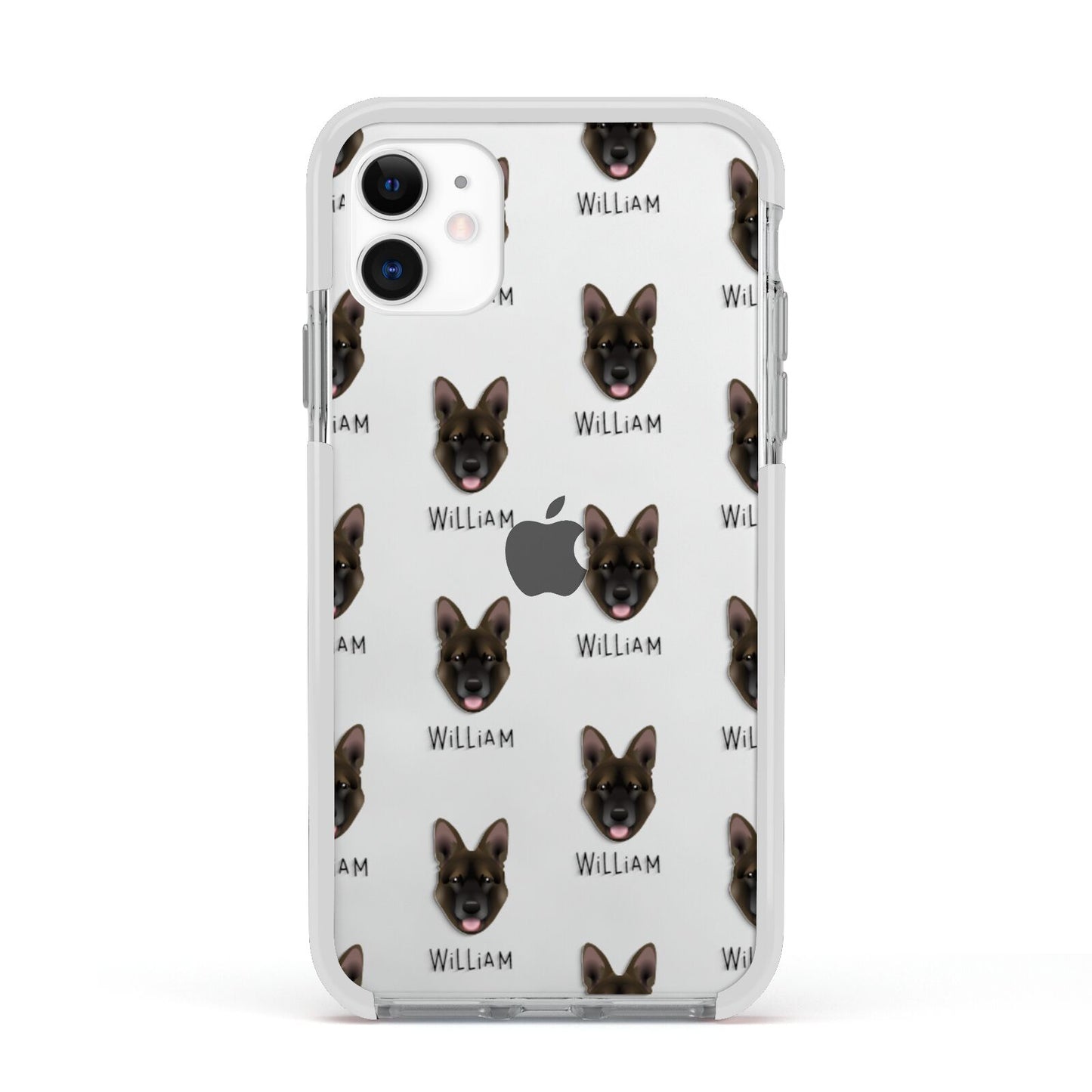 Belgian Malinois Icon with Name Apple iPhone 11 in White with White Impact Case