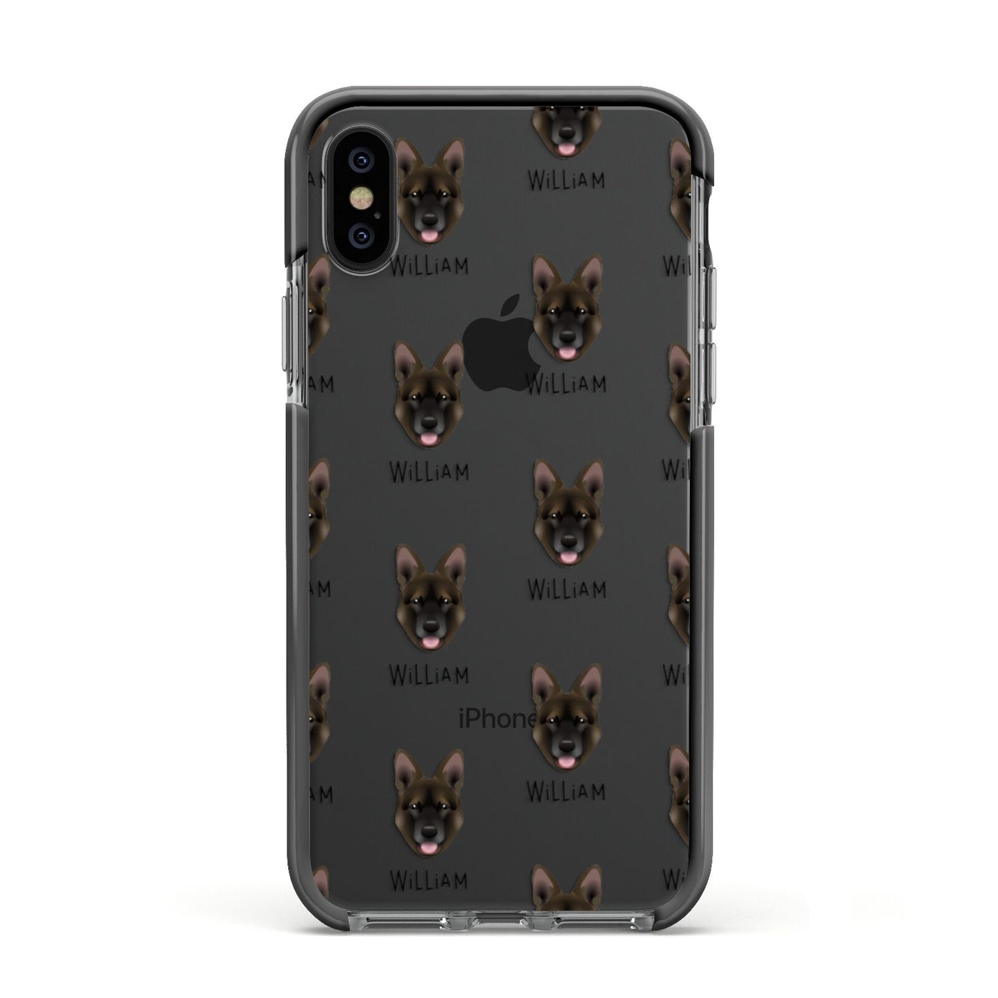 Belgian Malinois Icon with Name Apple iPhone Xs Impact Case Black Edge on Black Phone