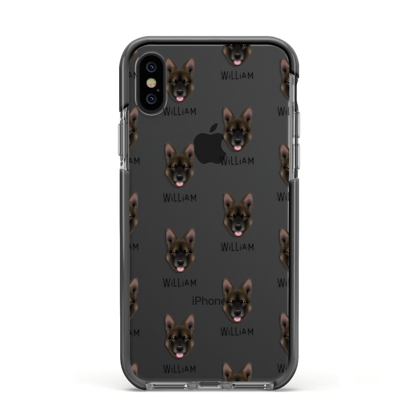 Belgian Malinois Icon with Name Apple iPhone Xs Impact Case Black Edge on Black Phone