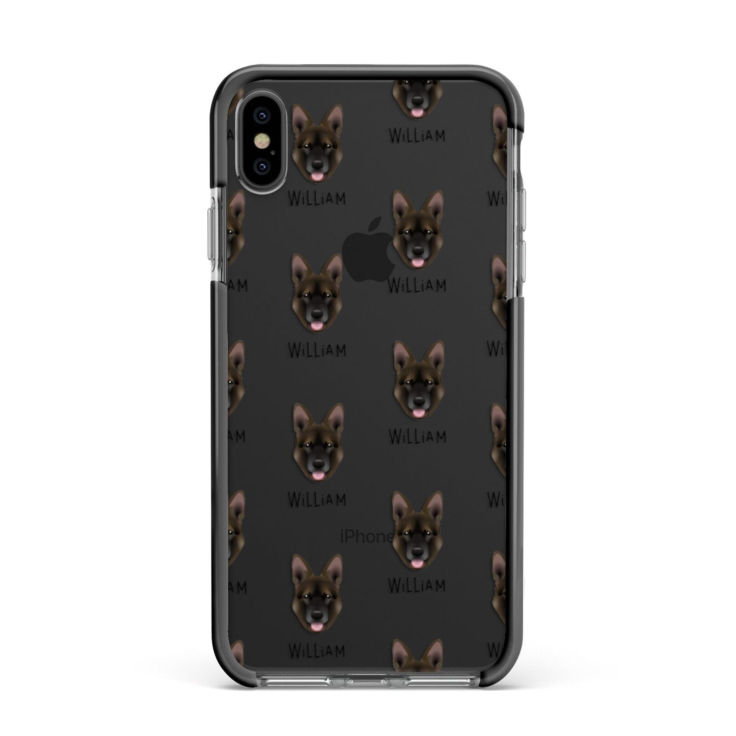 Belgian Malinois Icon with Name Apple iPhone Xs Max Impact Case Black Edge on Black Phone